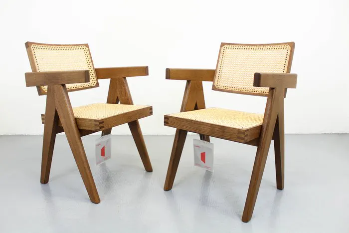 Cassina - Pierre Jeanneret - Armchair (2) - 051 Capitol Complex - Wood, Rattan