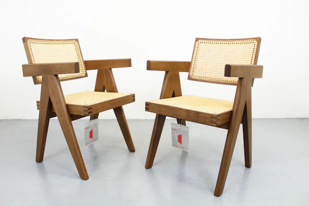 Cassina - Pierre Jeanneret - Armchair (2) - 051 Capitol Complex - Wood, Rattan