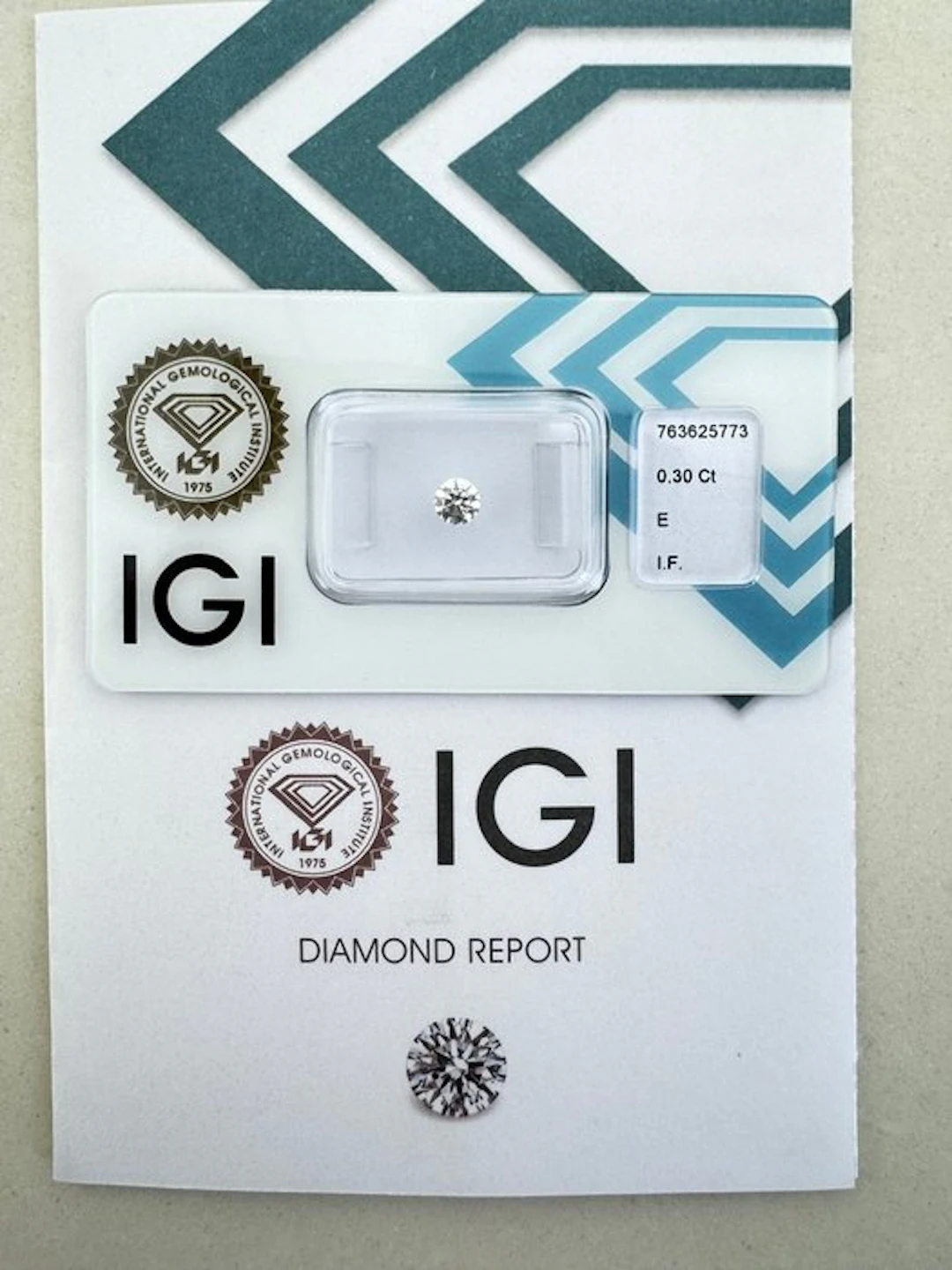 1 pcs Diamond (Natural) - 0.30 ct - Round - E - IF...