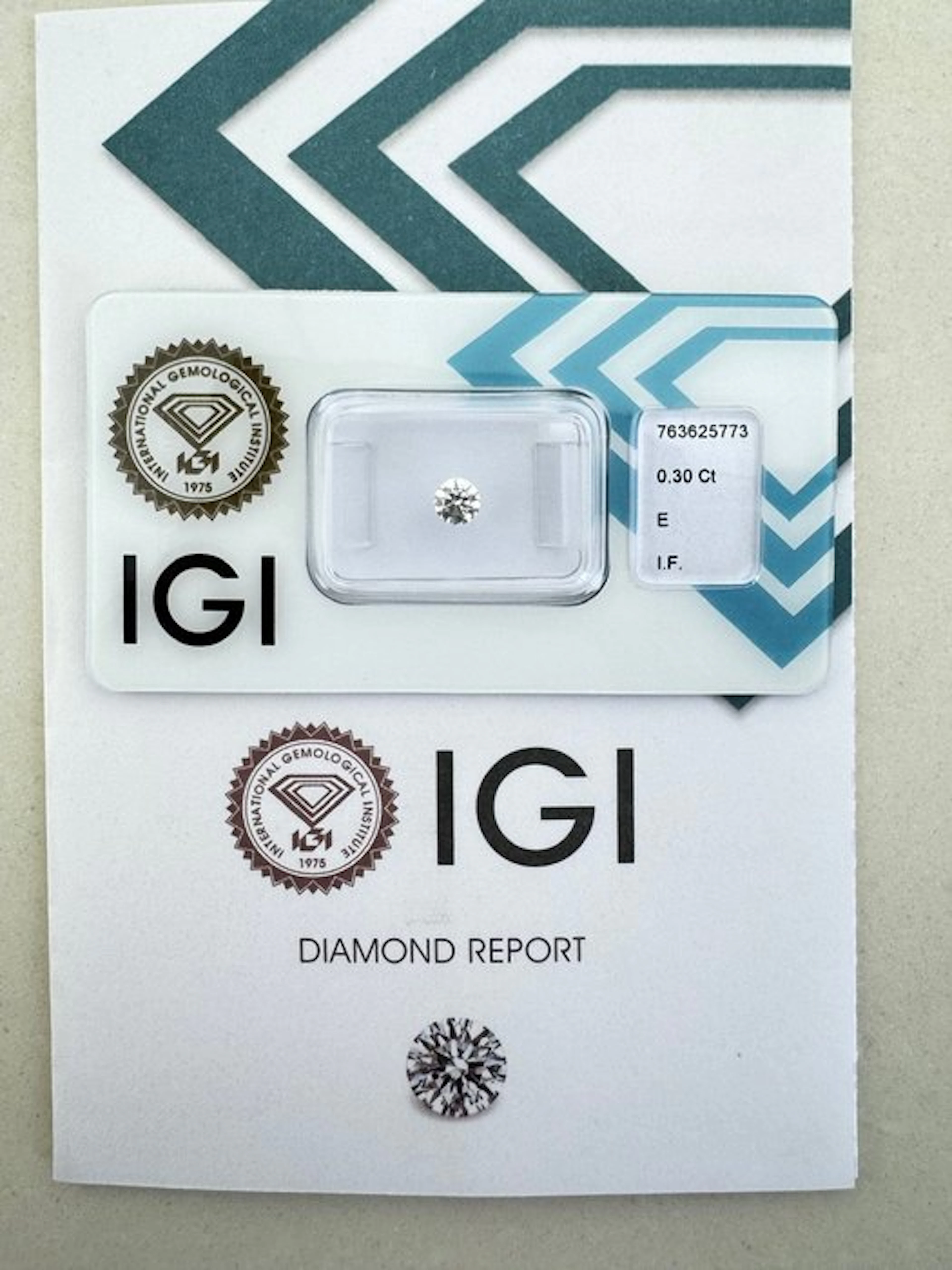 1 pcs Diamond (Natural) - 0.30 ct - Round - E - IF...