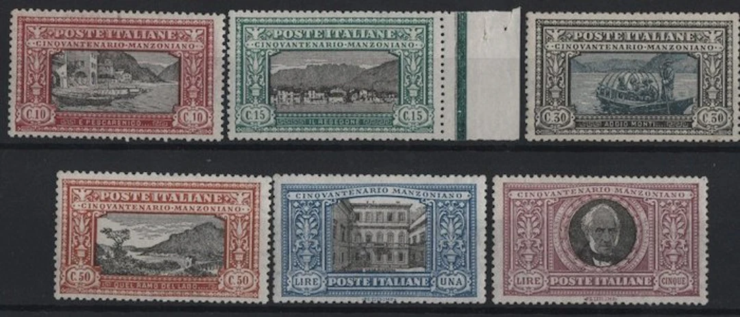 Italy Kingdom 1923 - “Manzoni” Series of 6 denominations