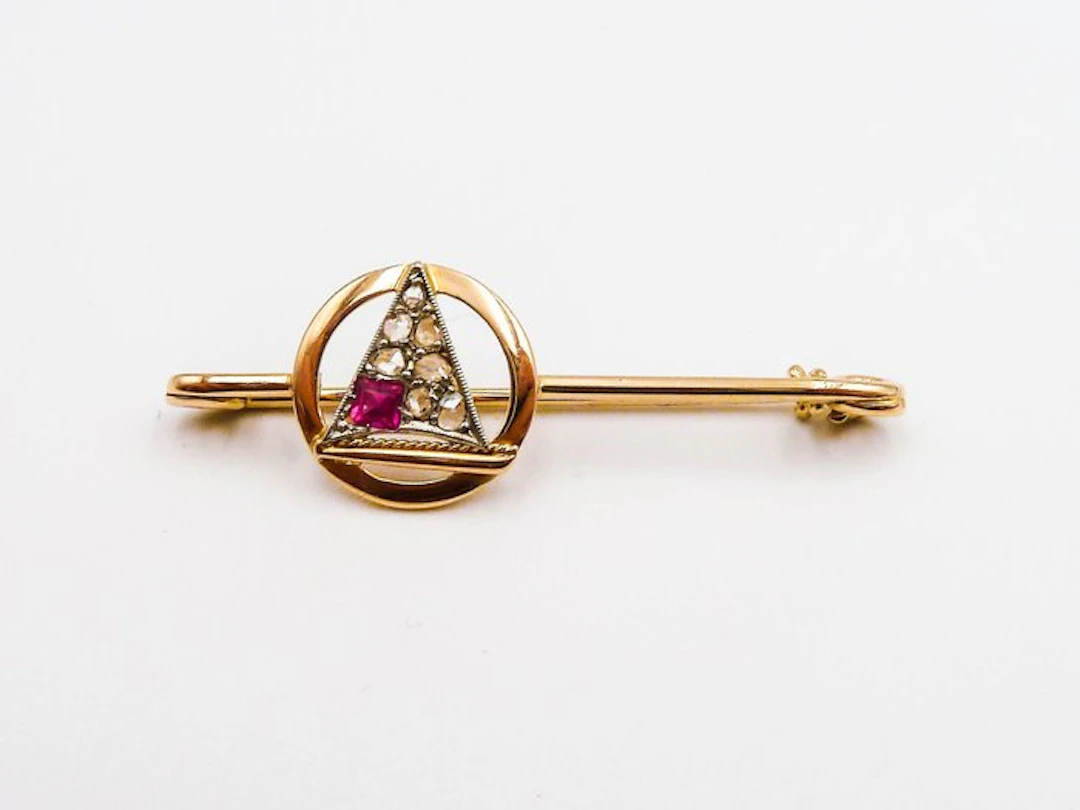 Brooch - 18 kt. Yellow gold, White gold - Diamond