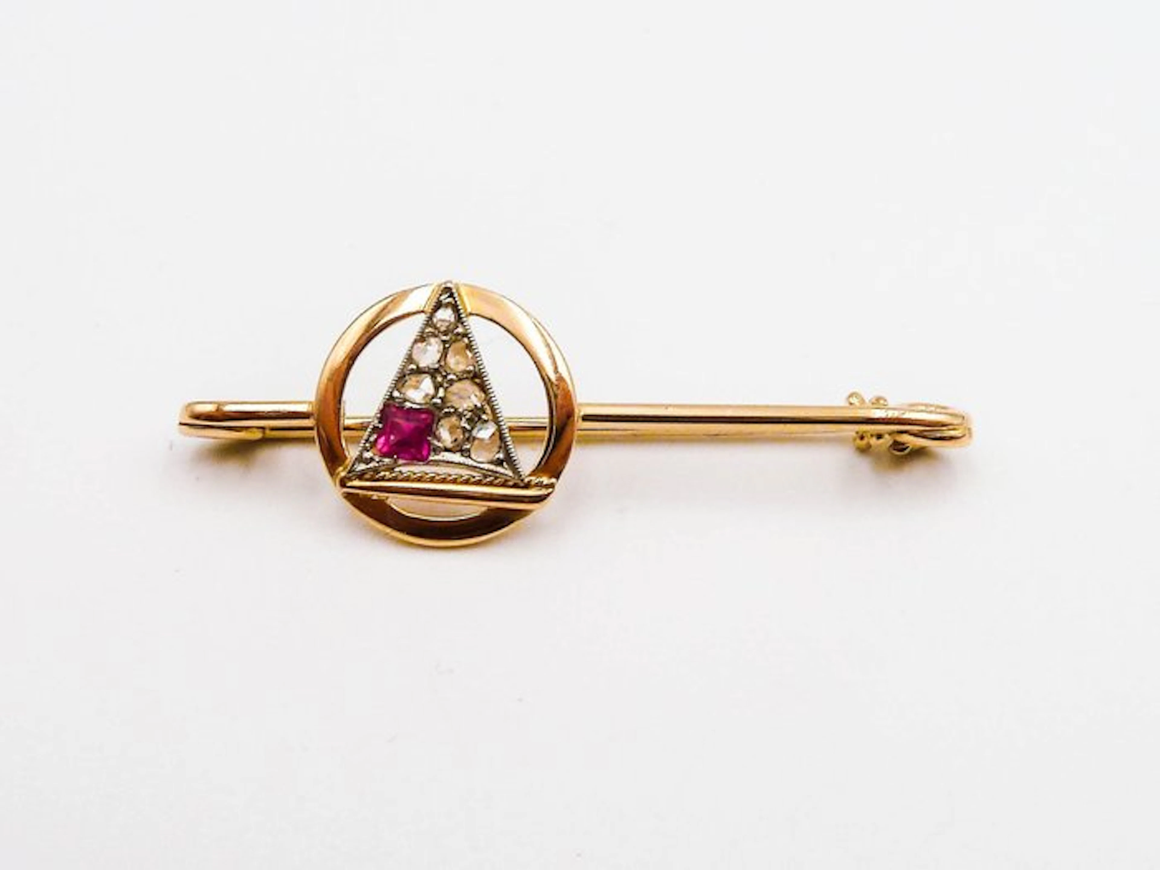 Brooch - 18 kt. Yellow gold, White gold - Diamond