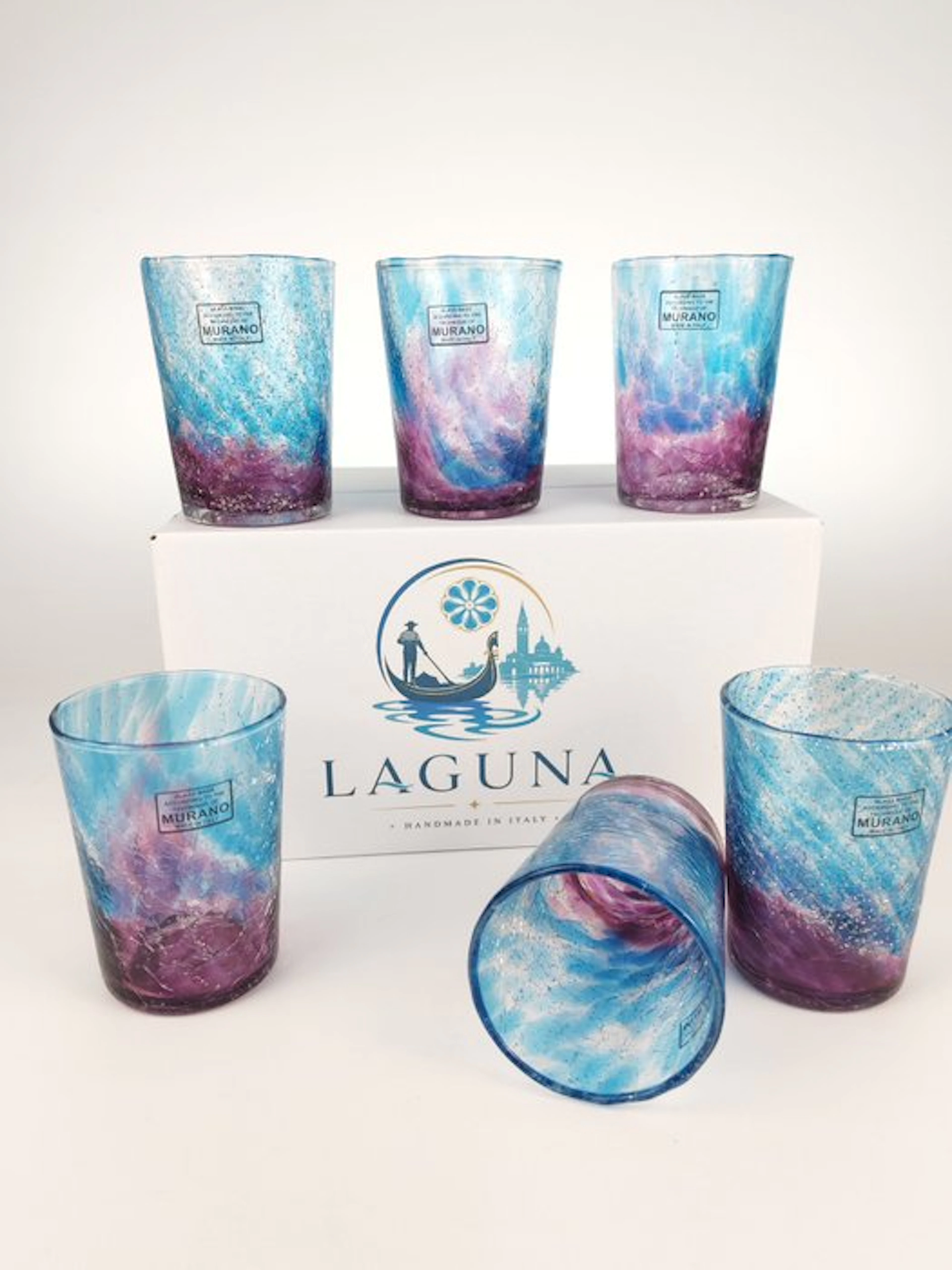 LAGUNA - Drinking service (6) - cracked - Murano glass - 6 GOTO CRACKED