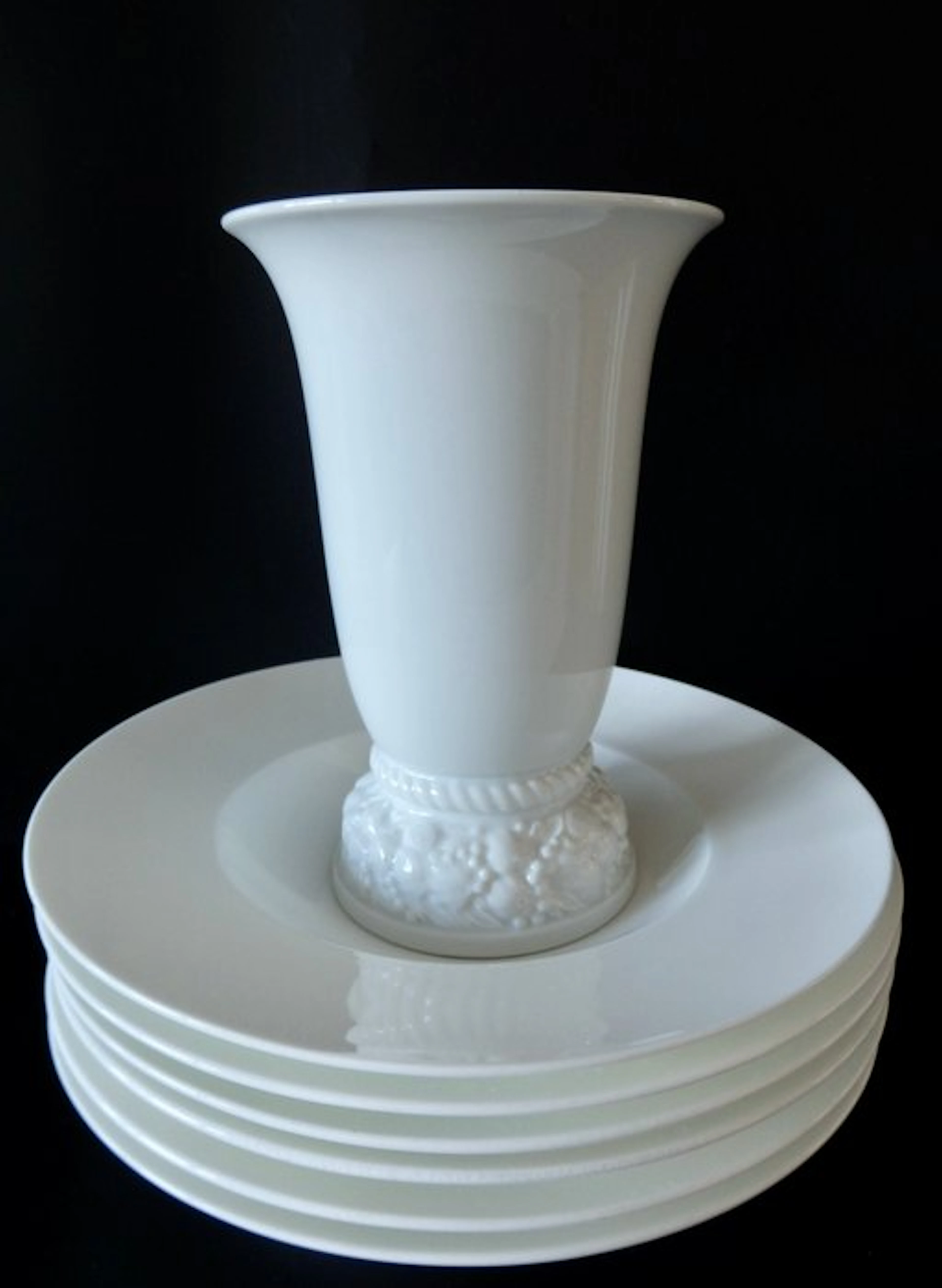 Rosenthal - Plate (6) - Jade - Porcelain - 6 deep plates & vase