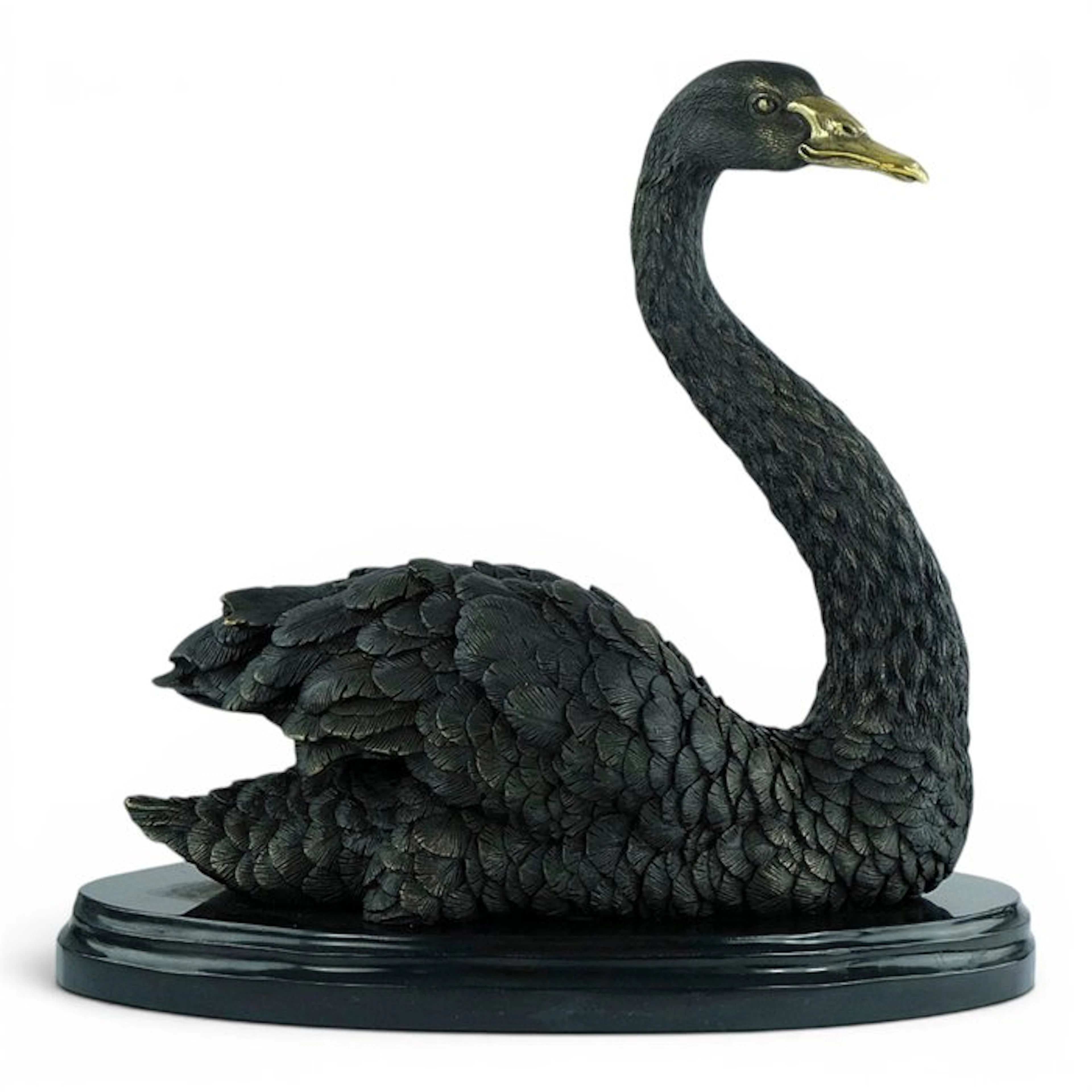 Sculpture, Elegant Swan - 7.2 kg - 30 cm - Bronze, Marble