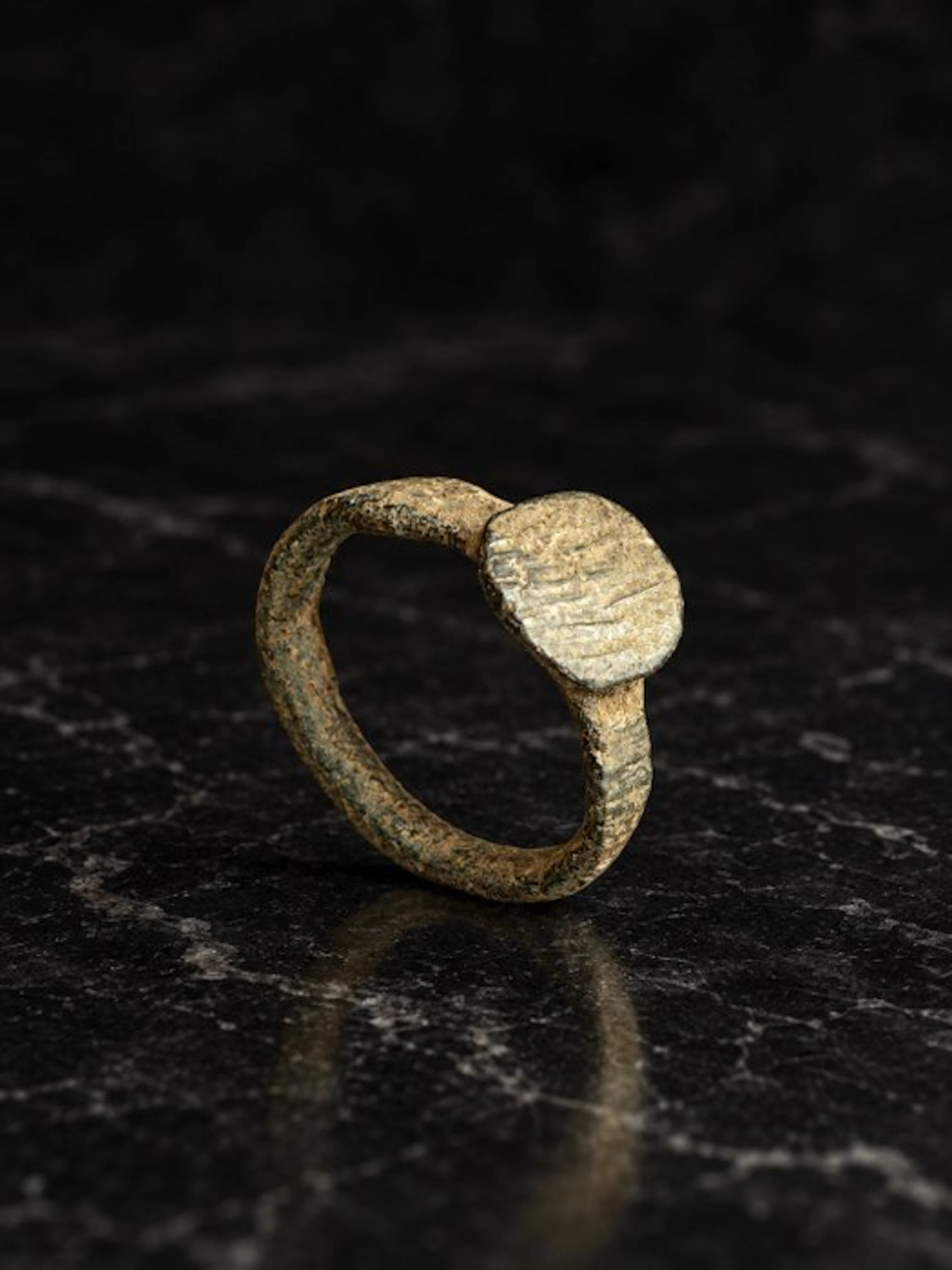 Medieval Bronze Ring with Incised Linear Design 10th to...