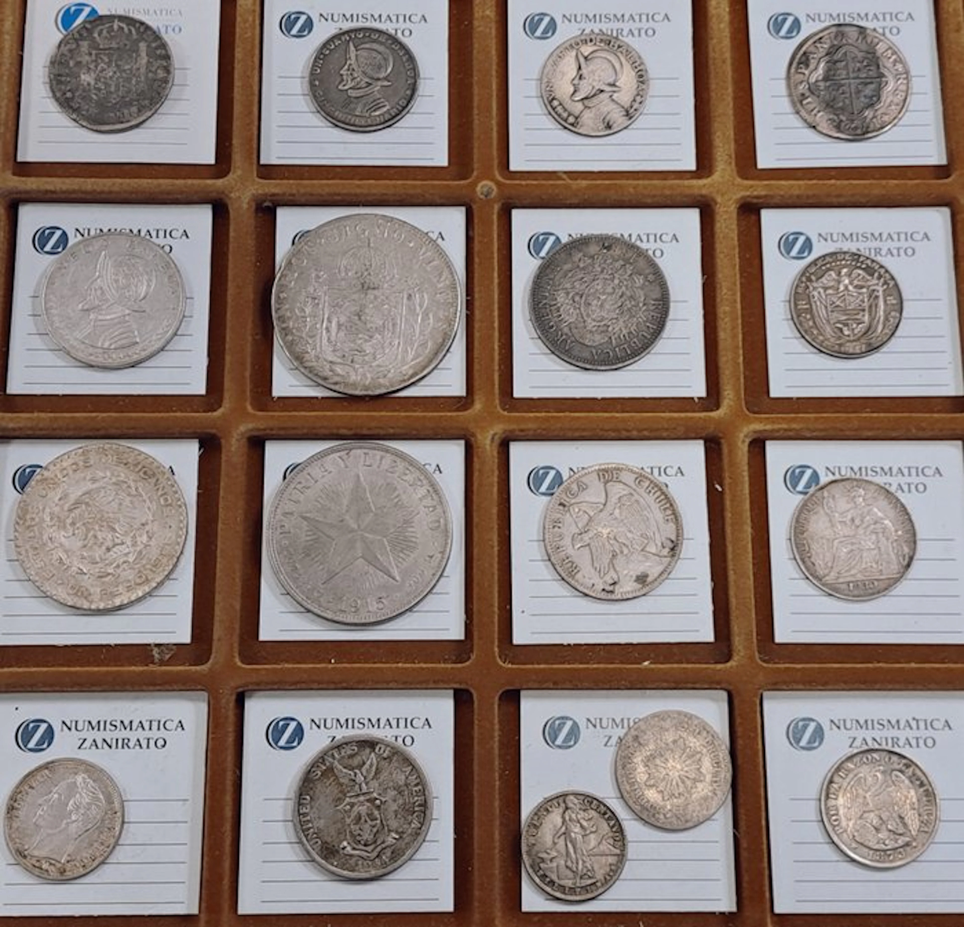 South America - Philippines - Indochina.. Lotto di 17 Monete in argento