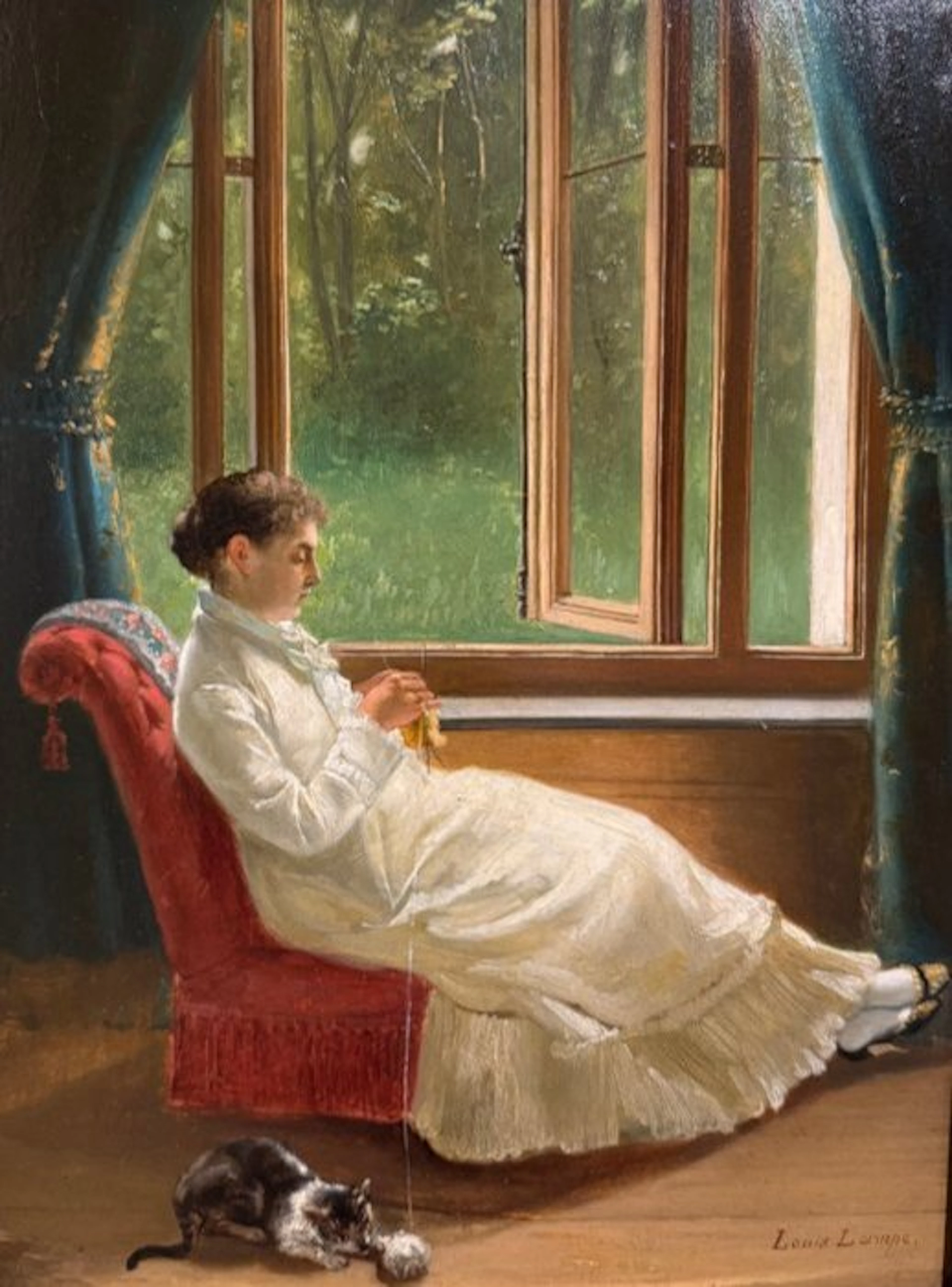 Louis Lampe (1840-1898) - The Knitter