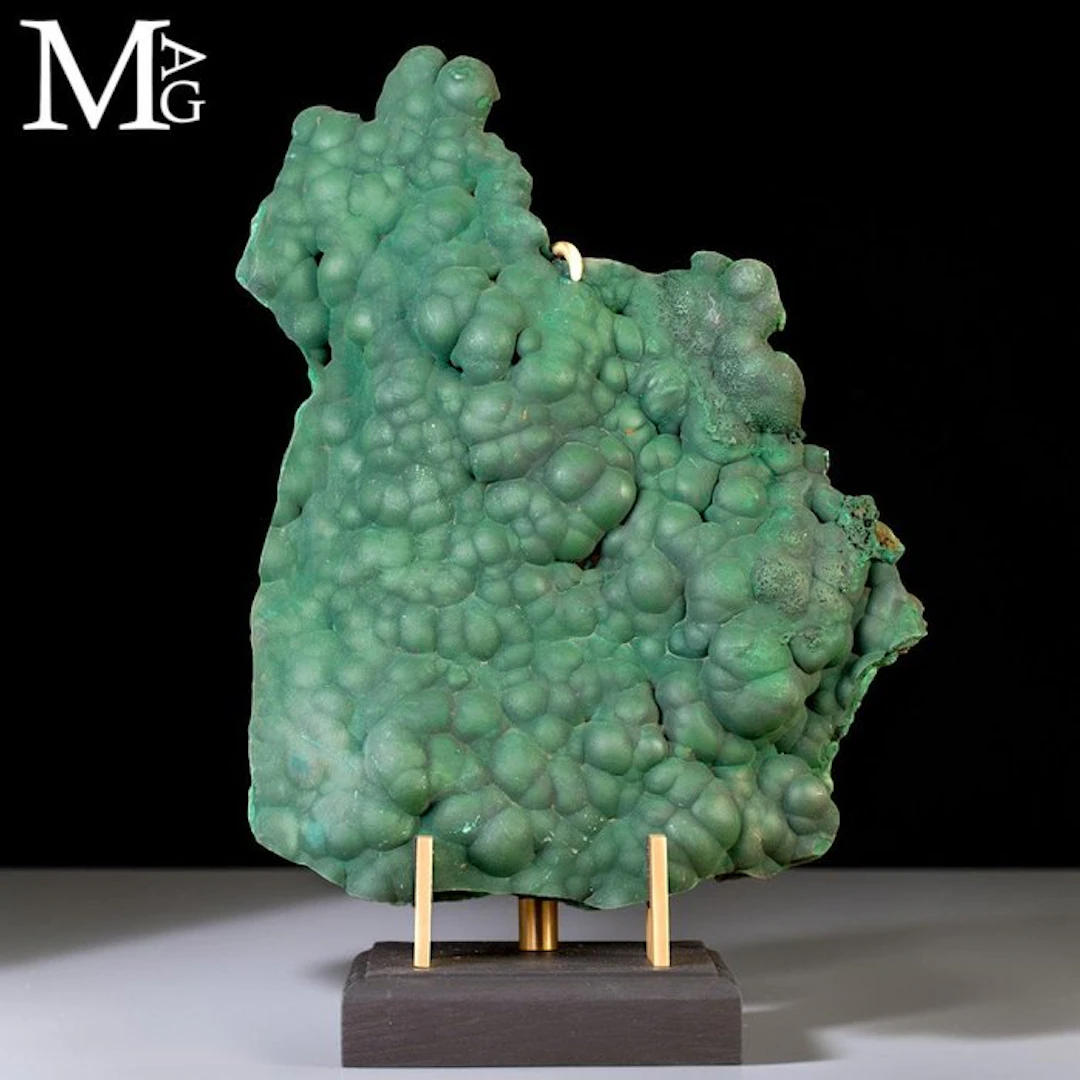 Emerald-Green Botryoidal Malachite Specimen with Velvety...