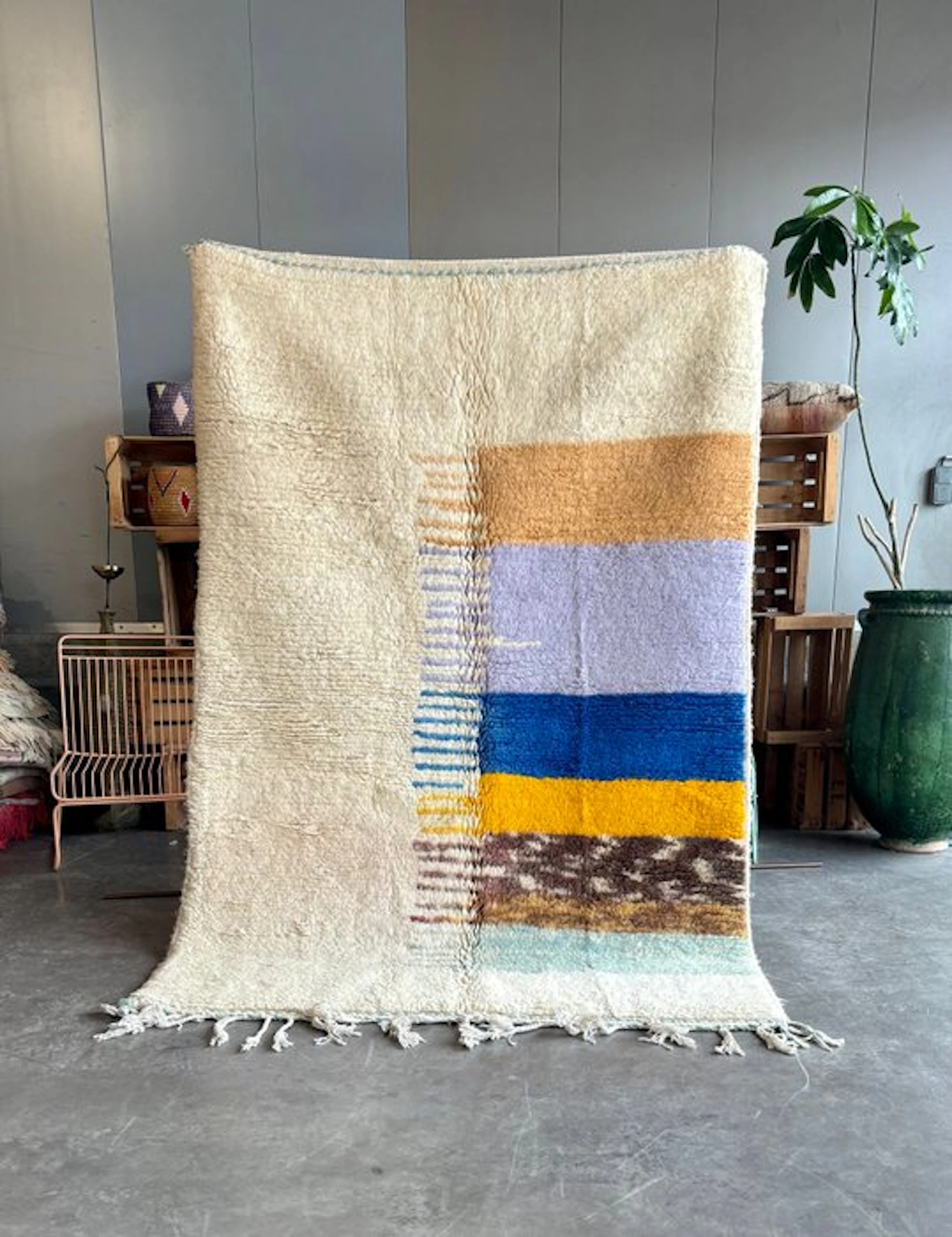 New Handmade Moroccan Beni Ouarain Rug — Abstract Berber...