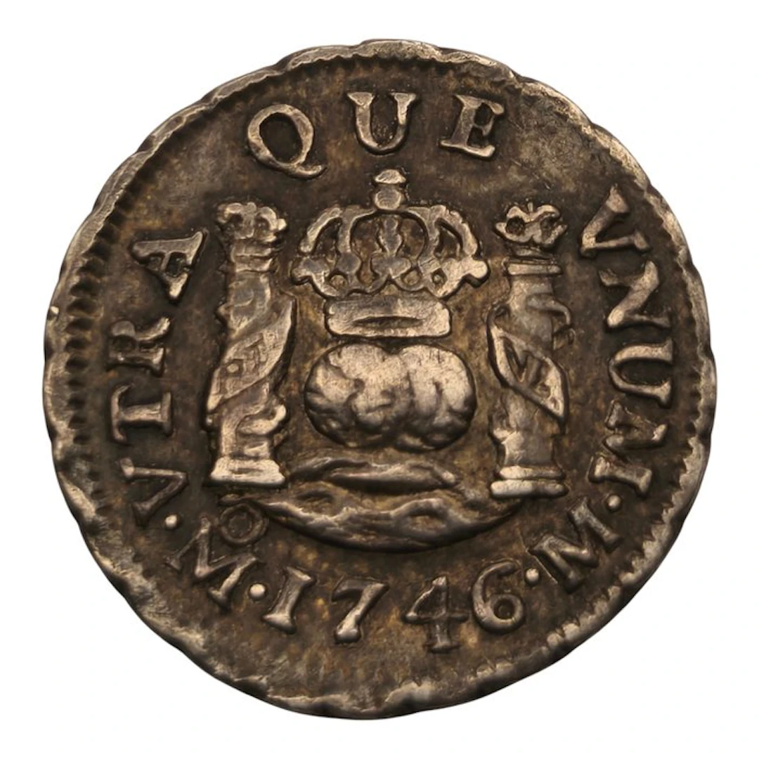 Spain. Felipe V. Medio Real Columnario 1746 México M