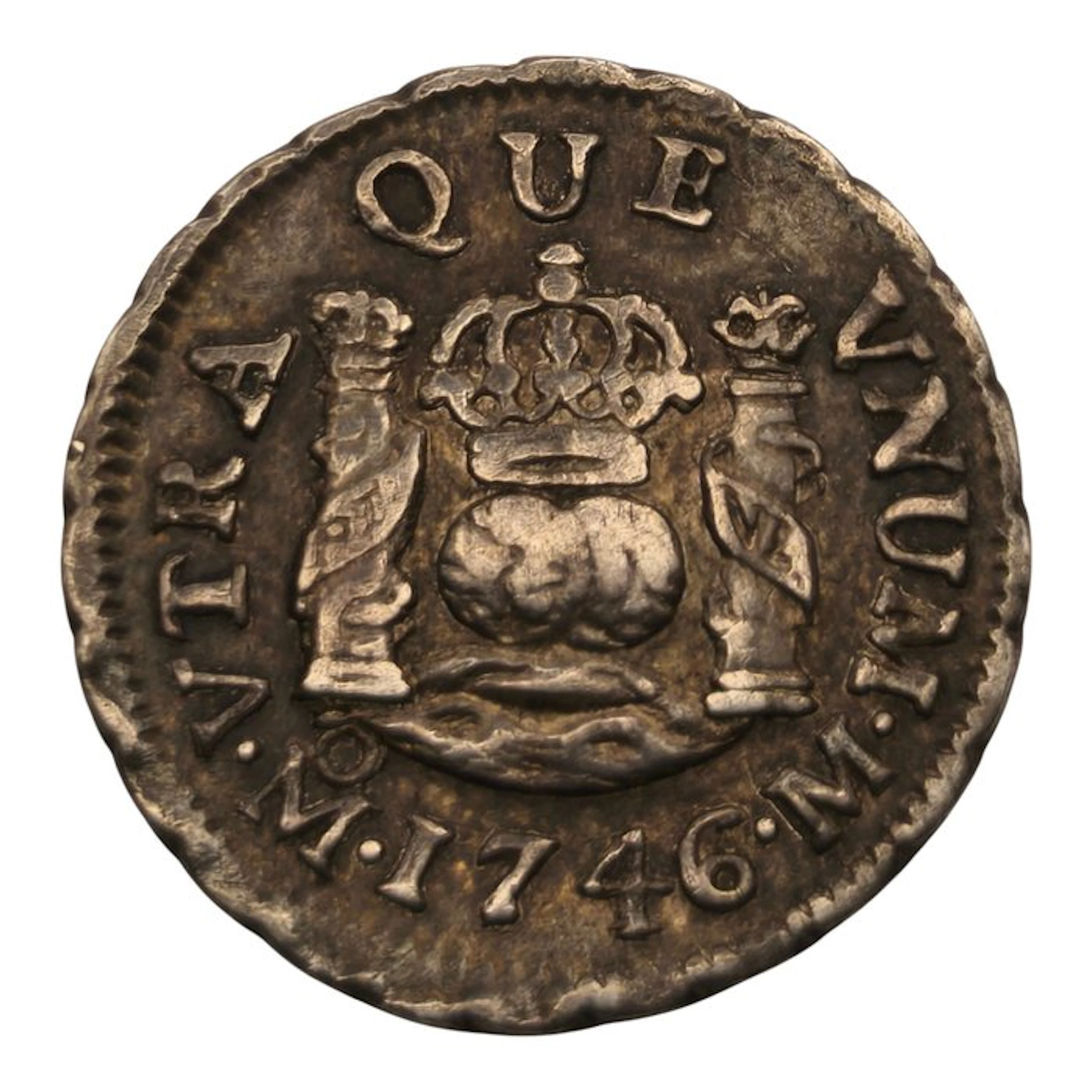 Spain. Felipe V. Medio Real Columnario 1746 México M
