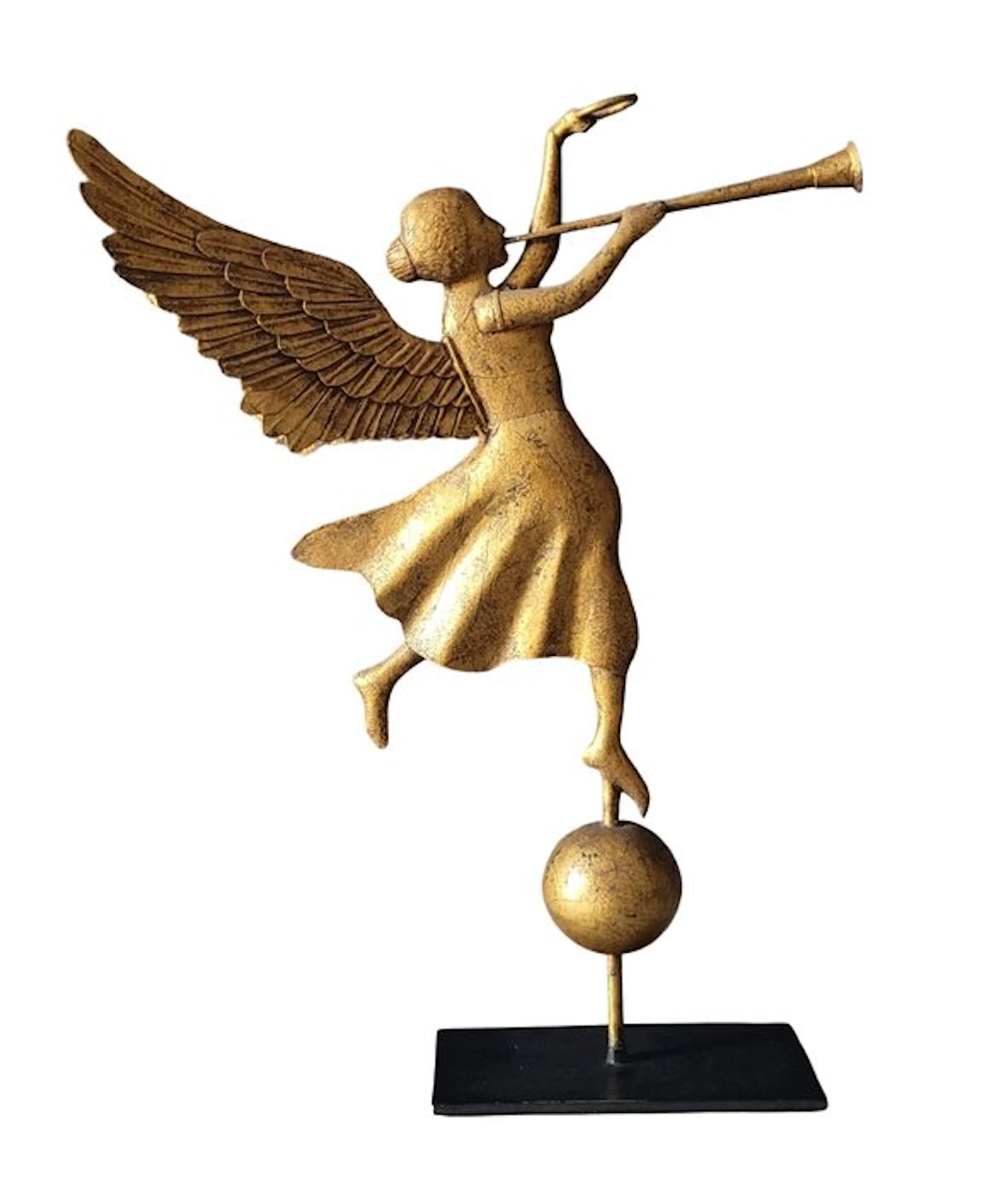 Sculpture, Ange à la trompette de la gloire - 52 cm - golden metal