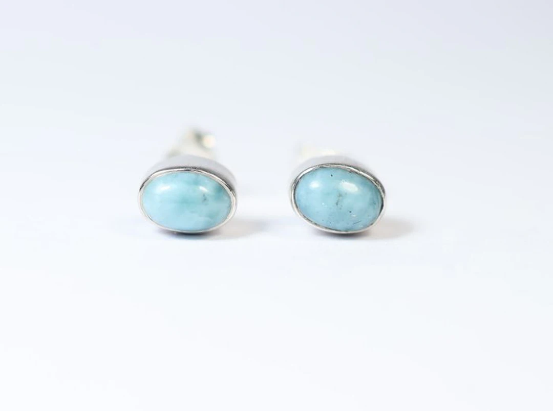 Larimar 2 x stud earrings- 1.44 g - (2)