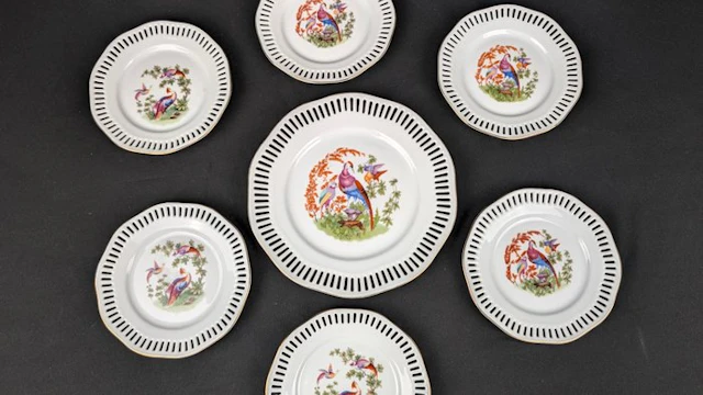 Table service for 6 (7) - Porcelain - Birds of Paradise