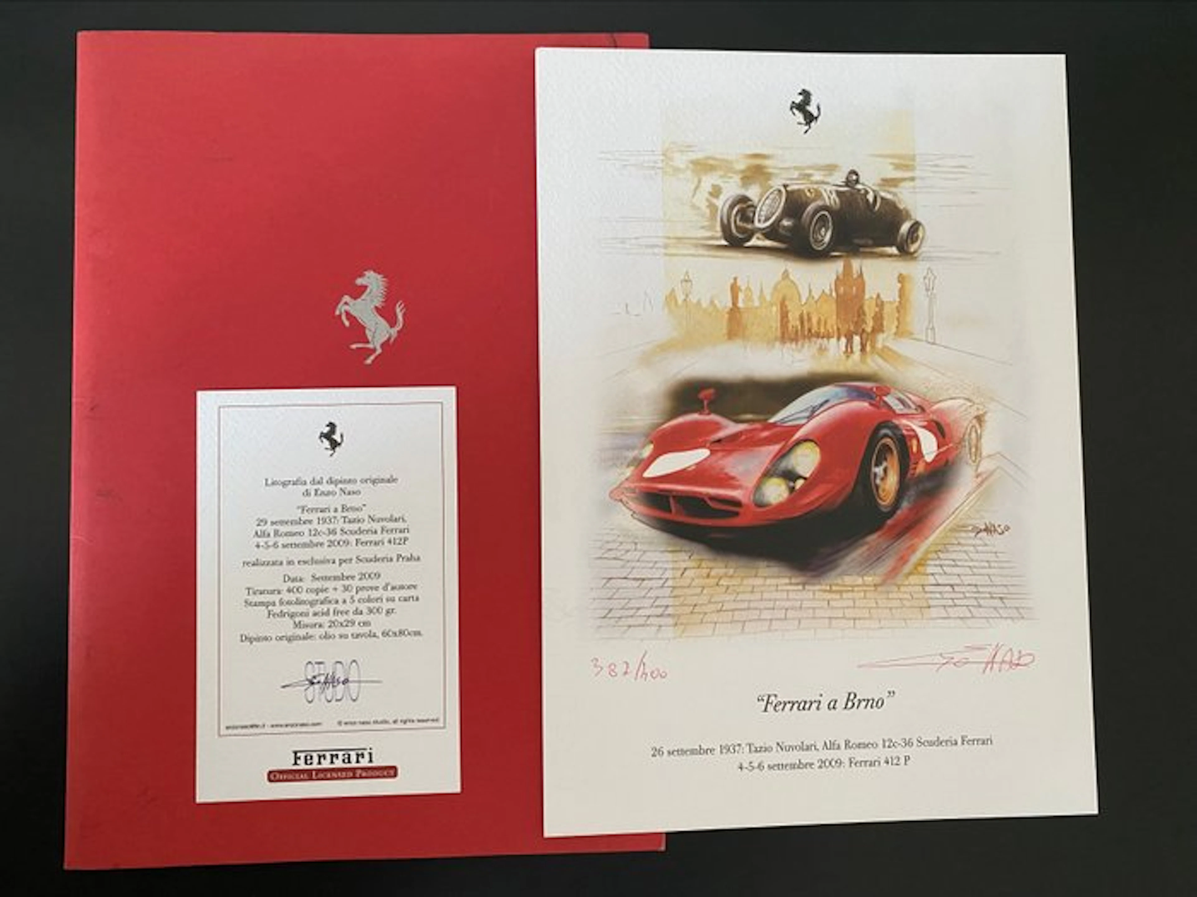Lithography / illustration Enzo Naso - Ferrari - 412 P /...