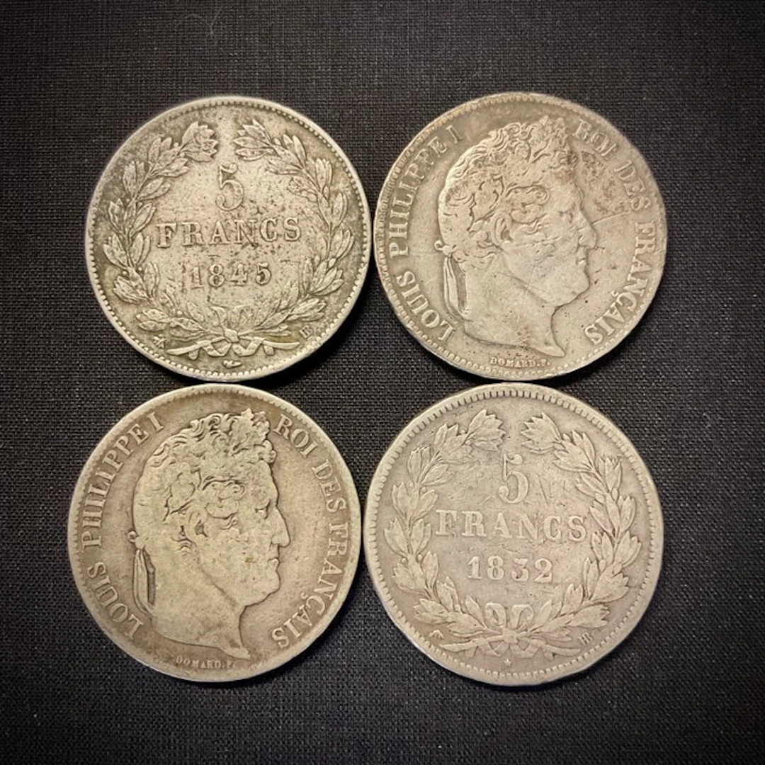 France. Louis Philippe I. 5 Francs 1832/1845 (4 munten)