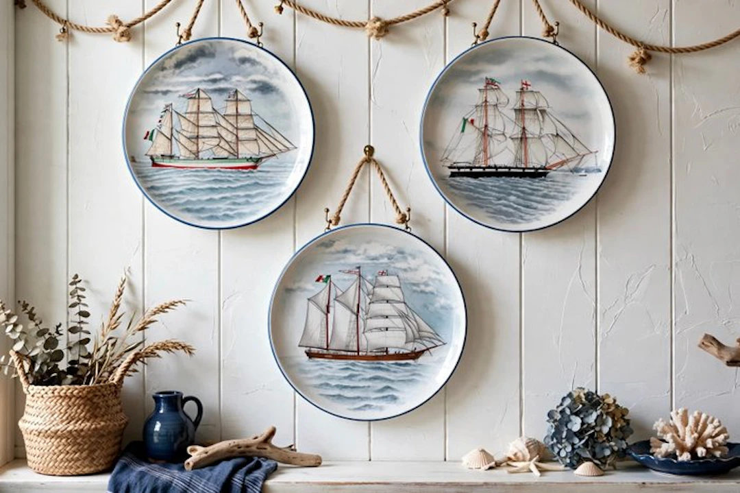 Wall decoration (3) - decorative plates featuring sailing...