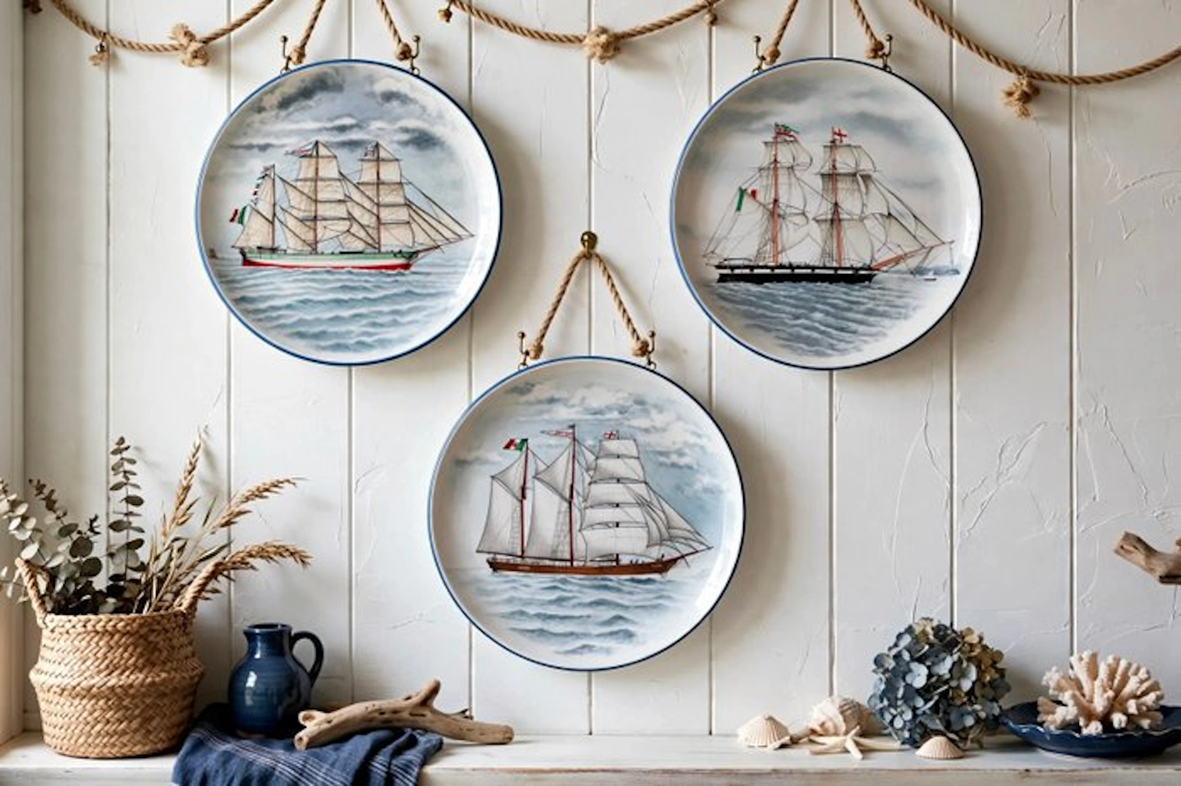 Wall decoration (3) - decorative plates featuring sailing...