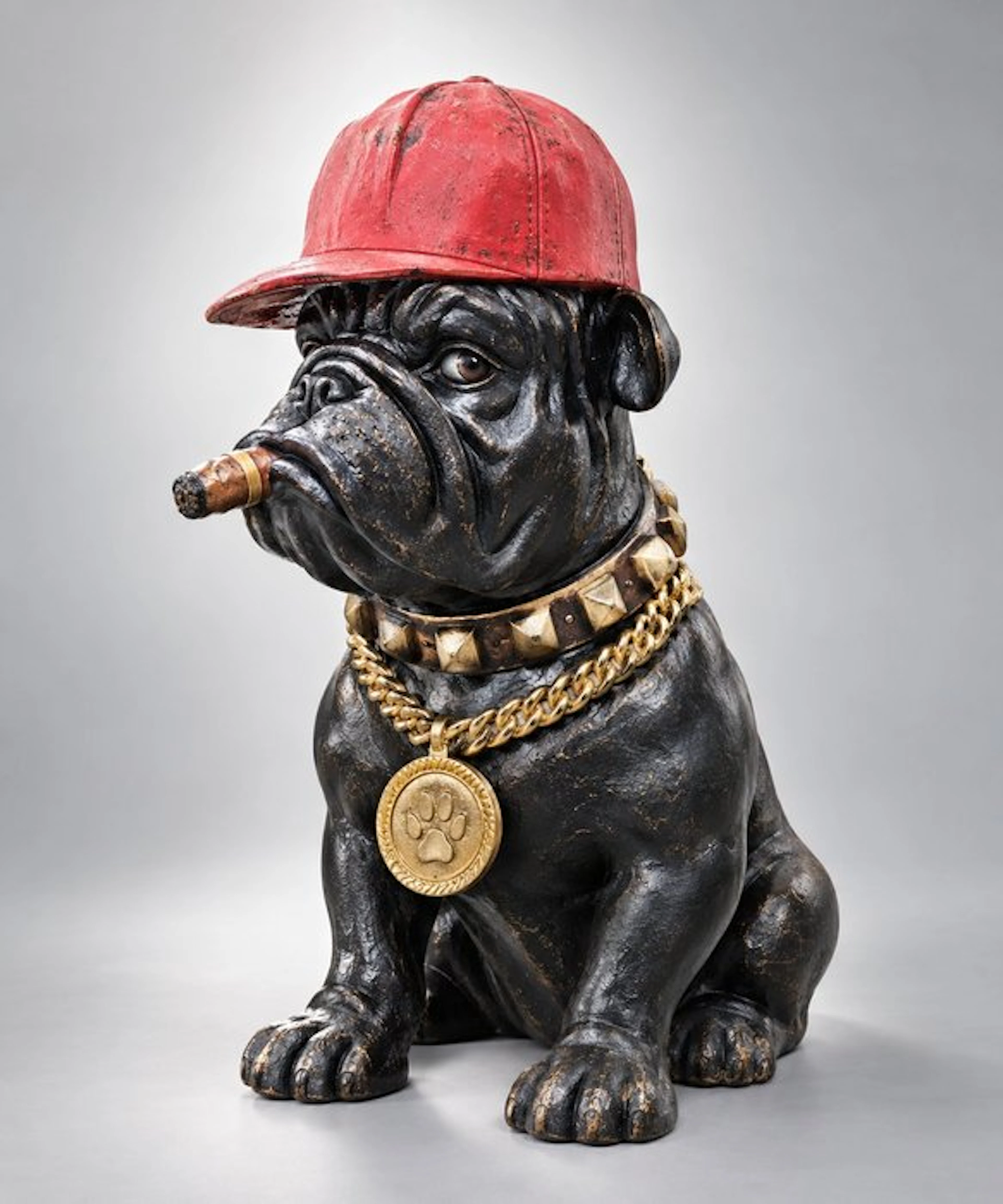 Statue, Trump red cap bulldog with gold dollar chain - 36...