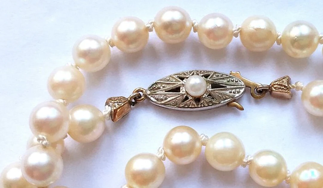 No reserve price - String of beads Akoya pearls – 8 kt...