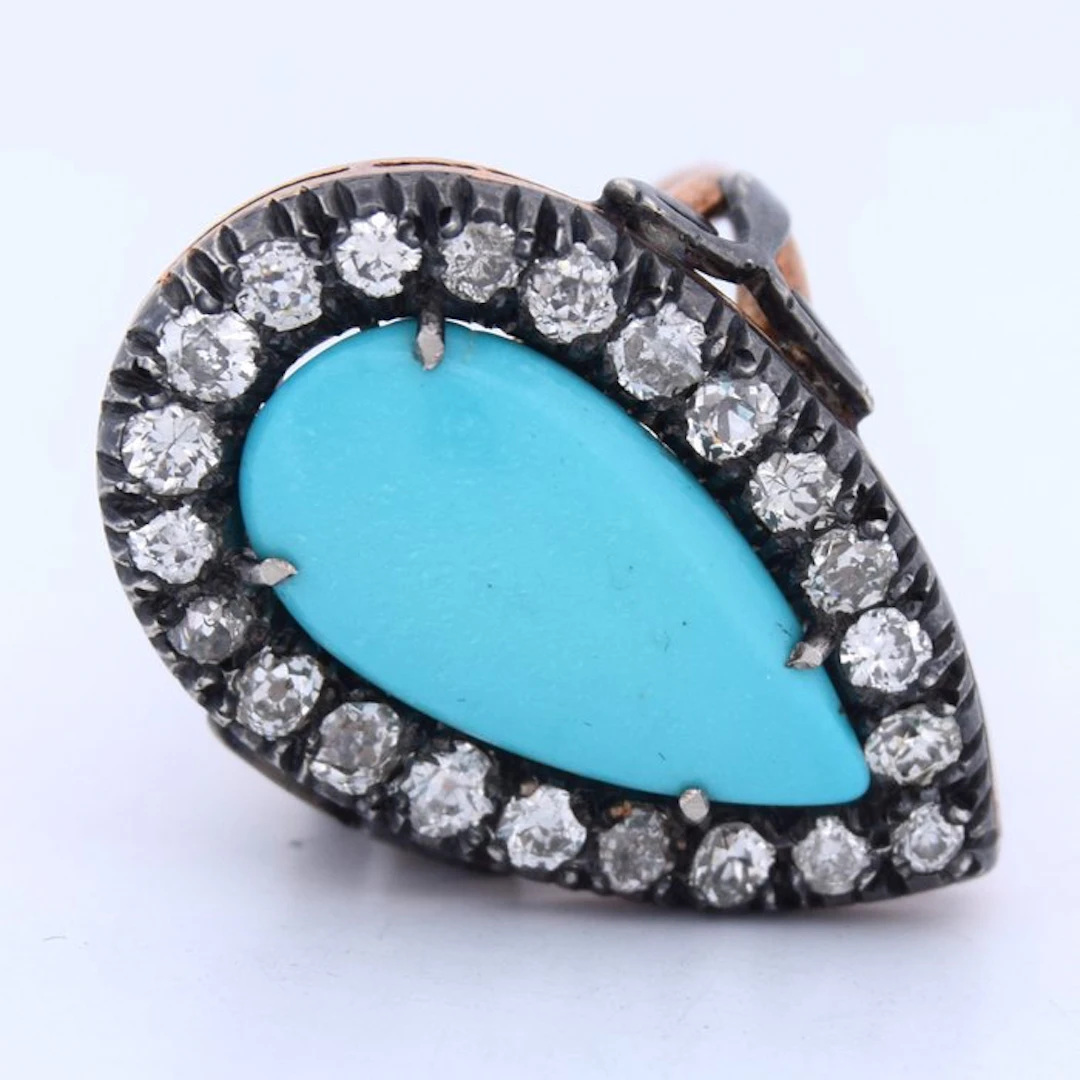 Cocktail ring - 14 kt. Rose gold - 2.80ct. tw. Turquoise - Diamond