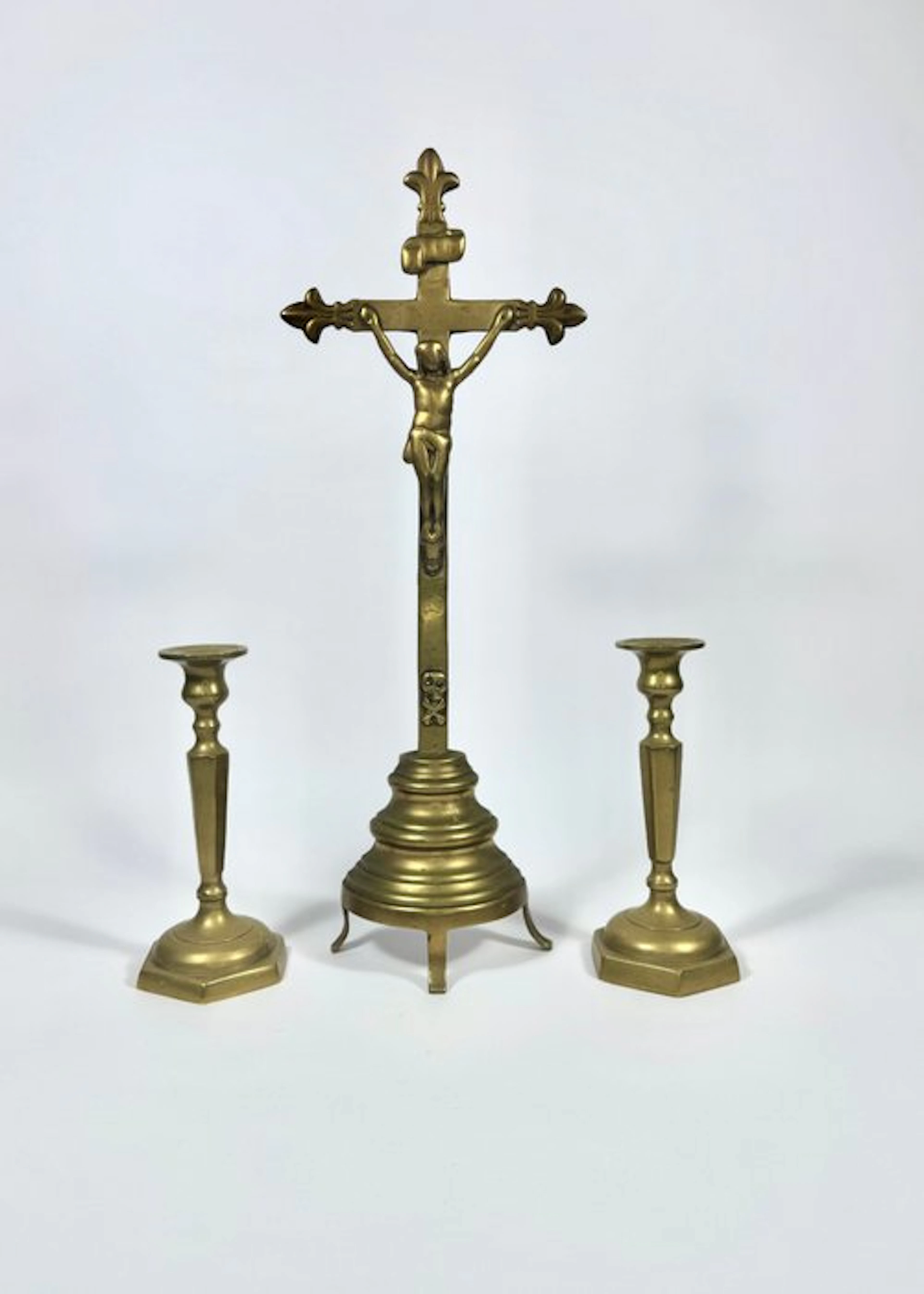 Crucifix (3) - Bronze - 1850-1900 - Altar Set
