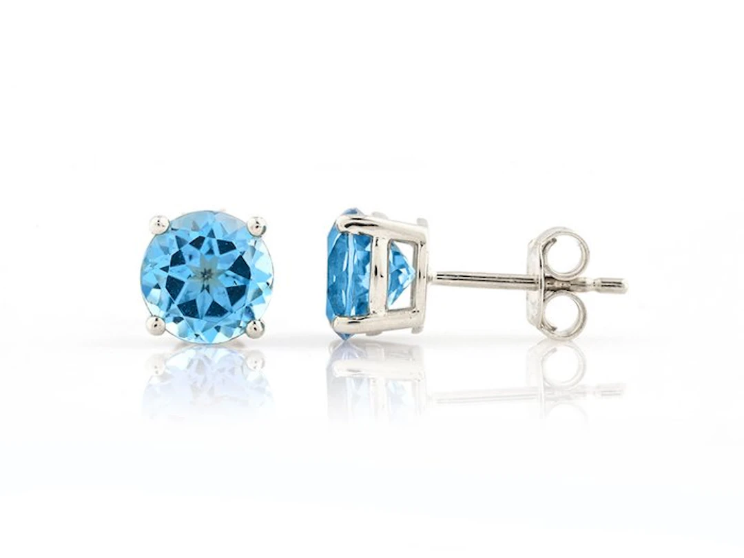 No reserve price - Earrings - 14 kt. White gold - 2.86ct. tw. Topaz