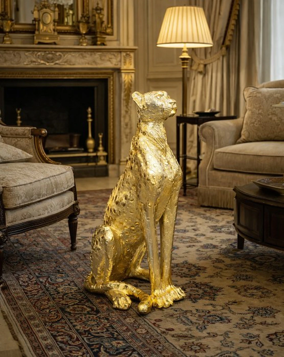 Statue, XL Gold Cheetah 86cm - 86 cm - Resin - 2026