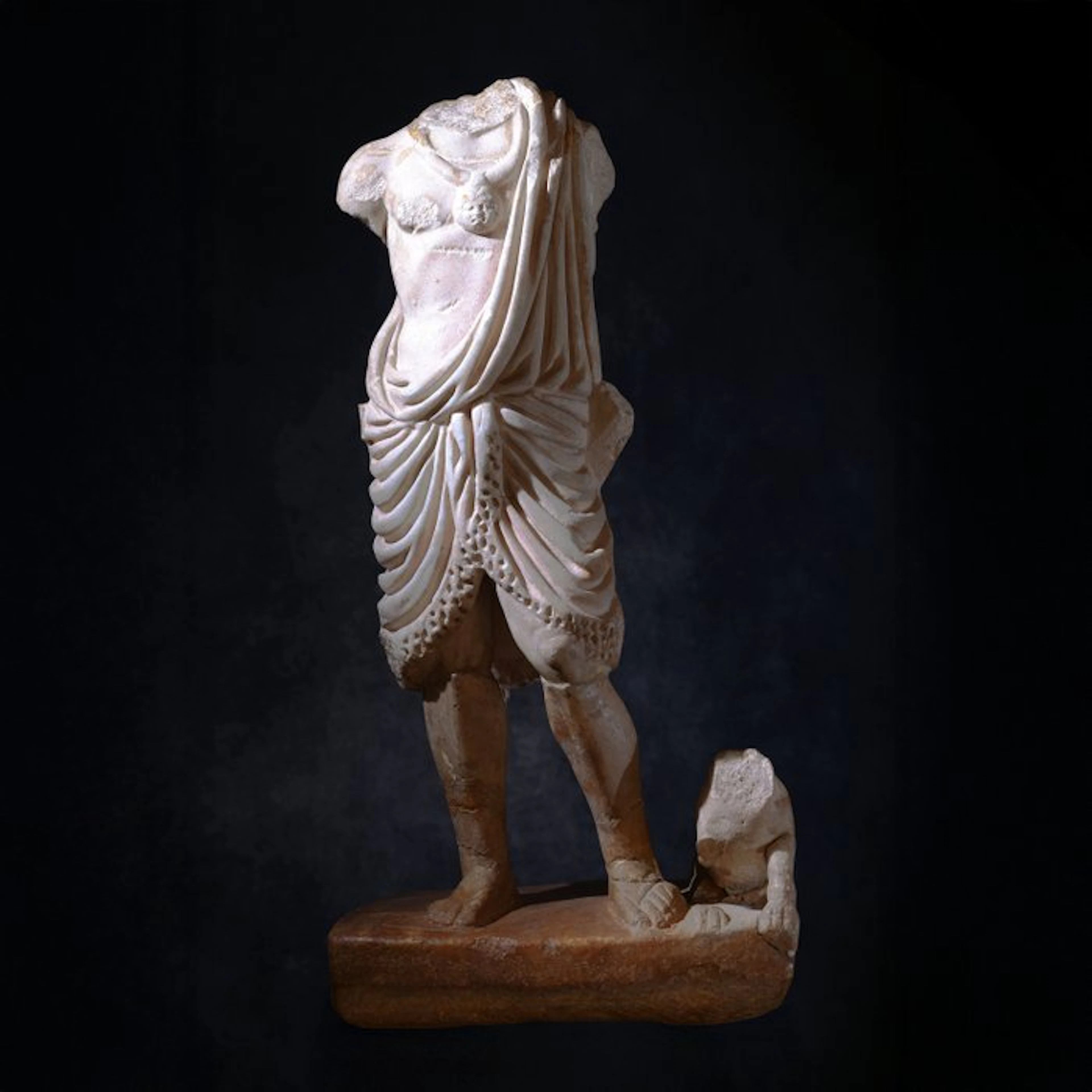 Ancient Roman Marble Sculpture of the Greek hero Meleager with a dog