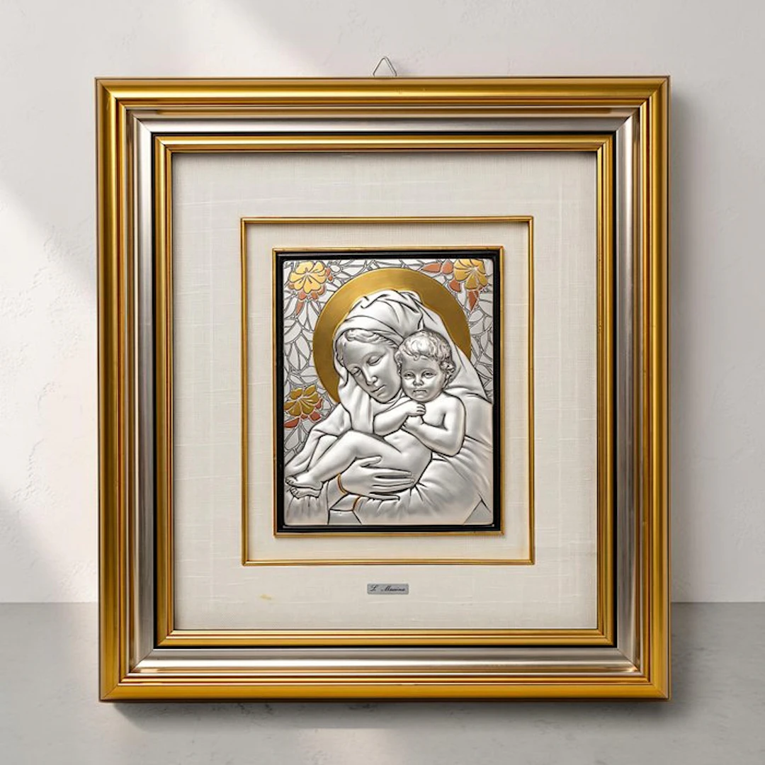 Icon - Mother of God - Silverplated - 49 by 54 cm