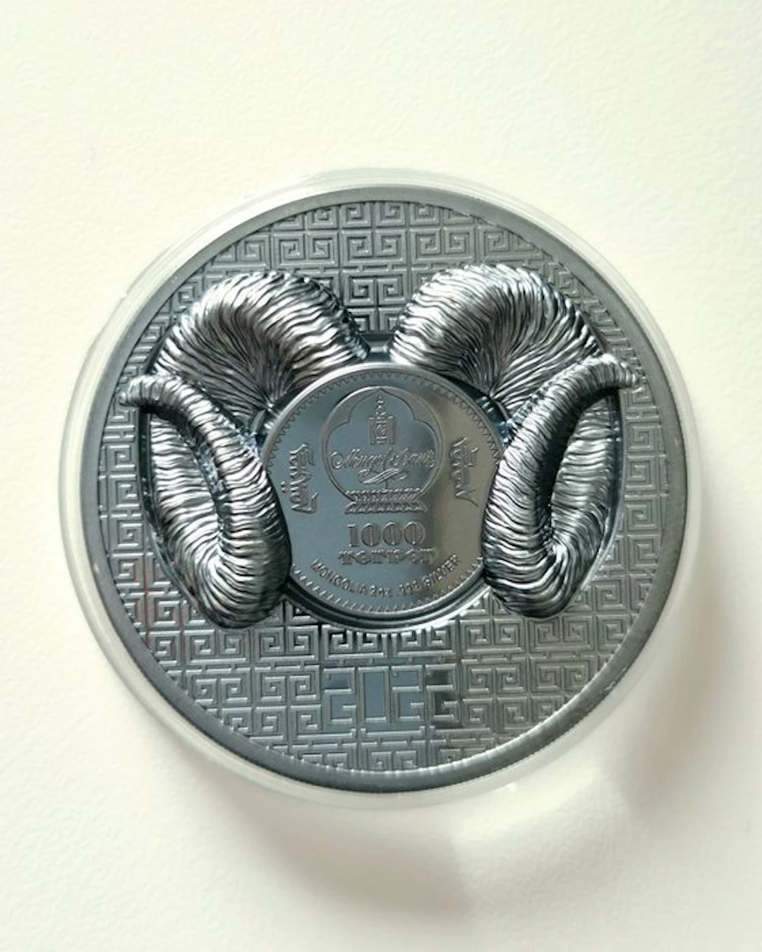 Mongolia. 1000 Togrog 2022 Magnificent Argali, 2 Oz