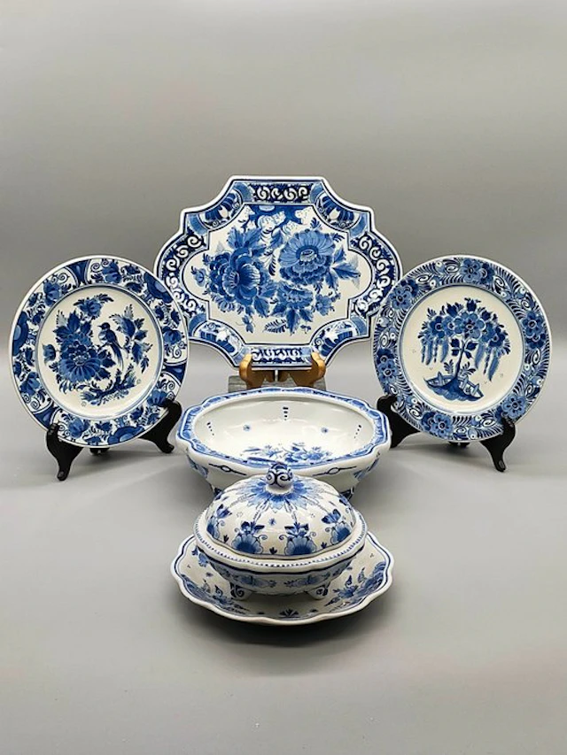 Delfts Blauw - Dinner set - RAAM 6-tlg. Konvolut– Handgemalt Keramik - Ceramic