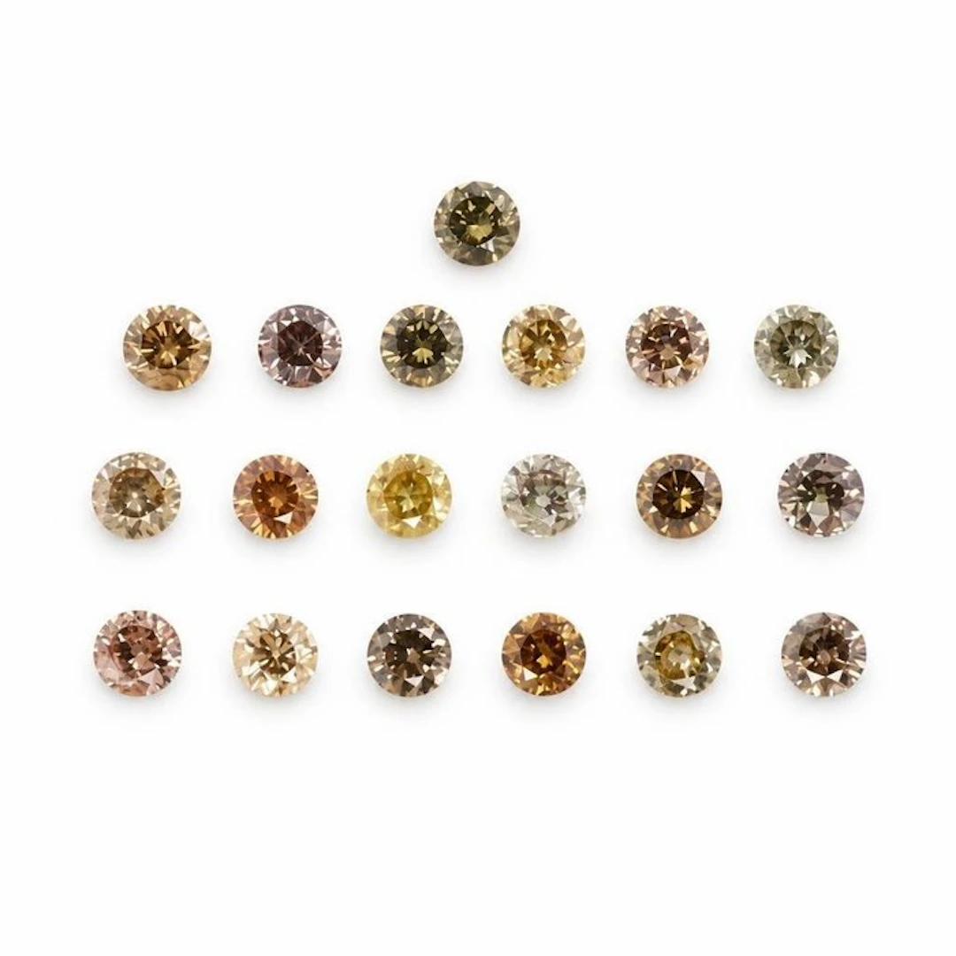 No reserve price - 19 pcs Diamond (Natural coloured) - 1.42 ct - Round - Light