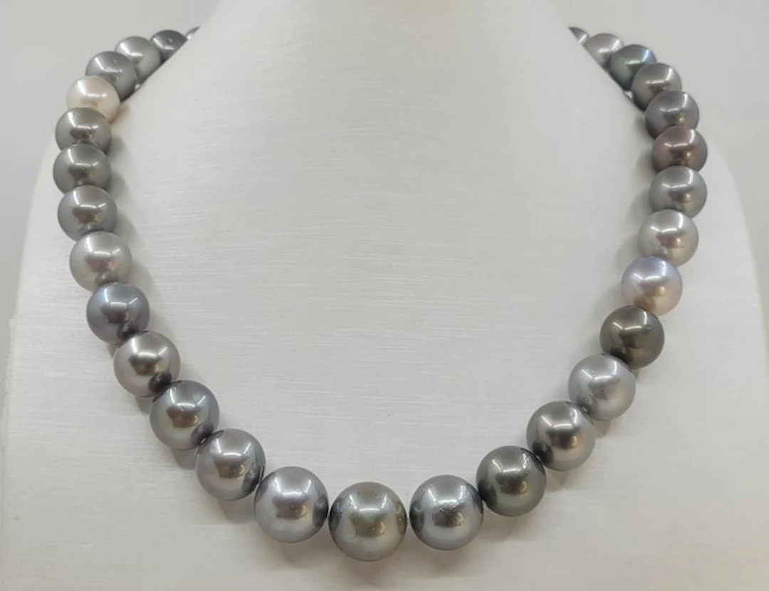 Necklace ALGT Certified 11.0x13.3mm Multi Tahiti Pearls