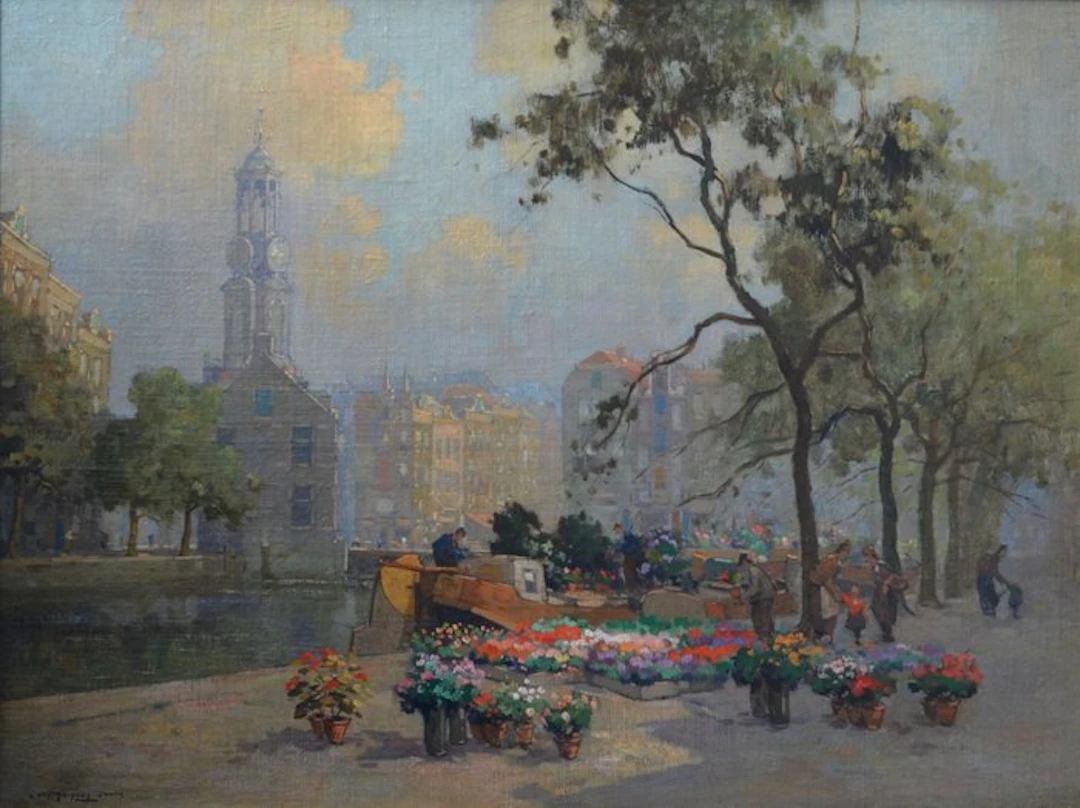 Jan Simon Knikker (1911-1990) - Stadsgezicht Amsterdam...