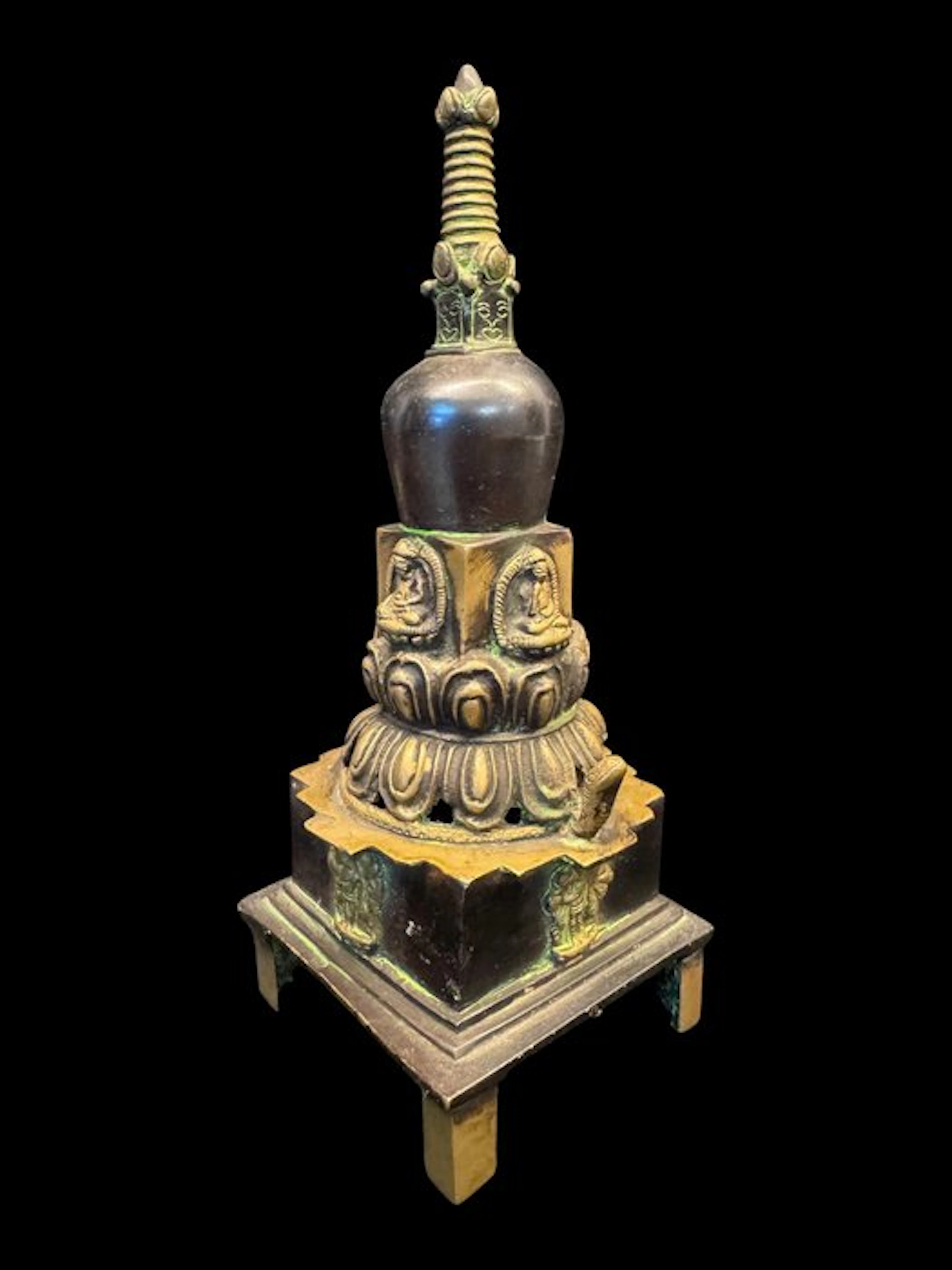 Stupa - Ormolu - Tibet - Late 20th century
