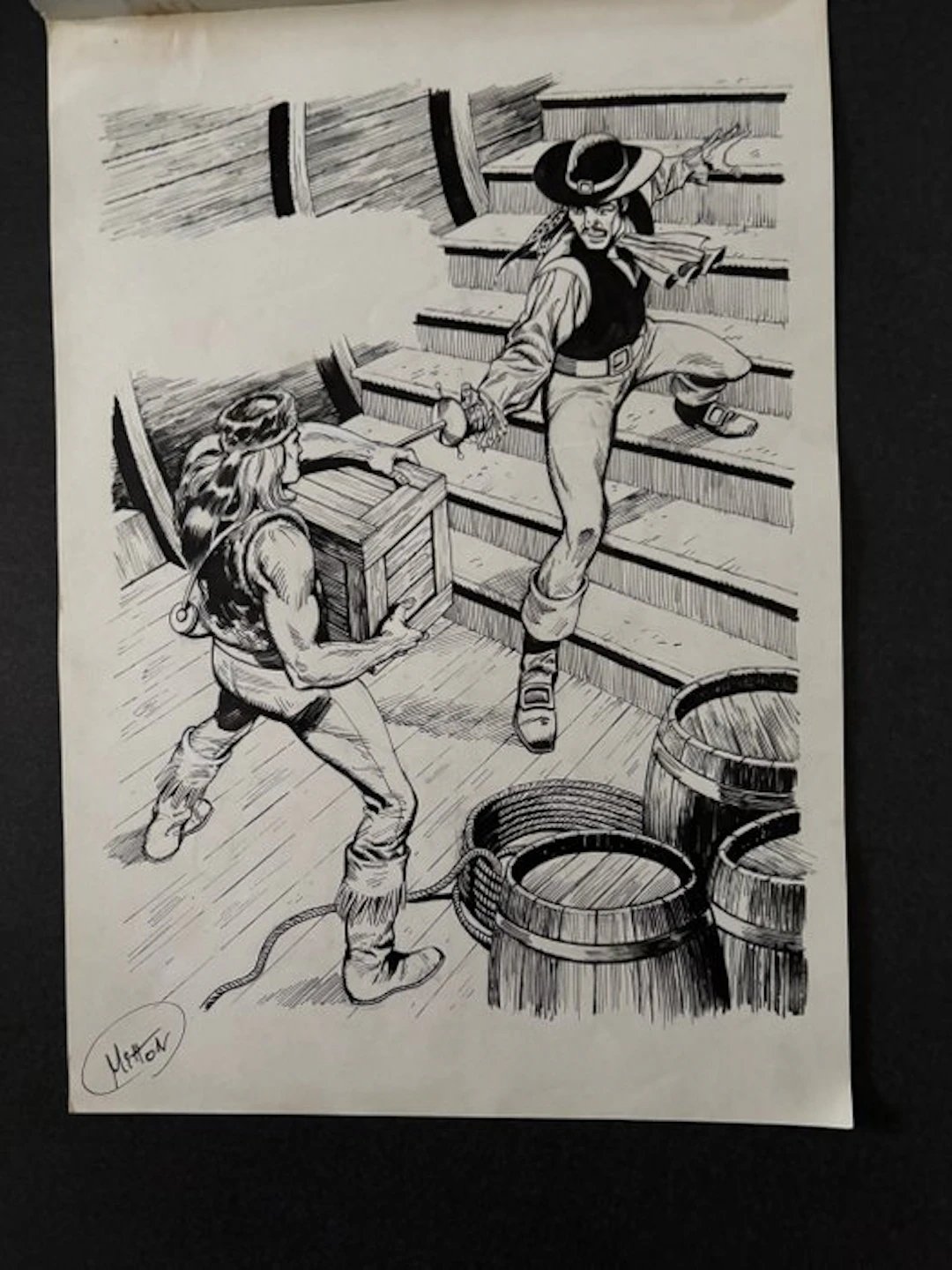 J.MITTON - 1 Original drawing - Blek le Roc - Couverture...