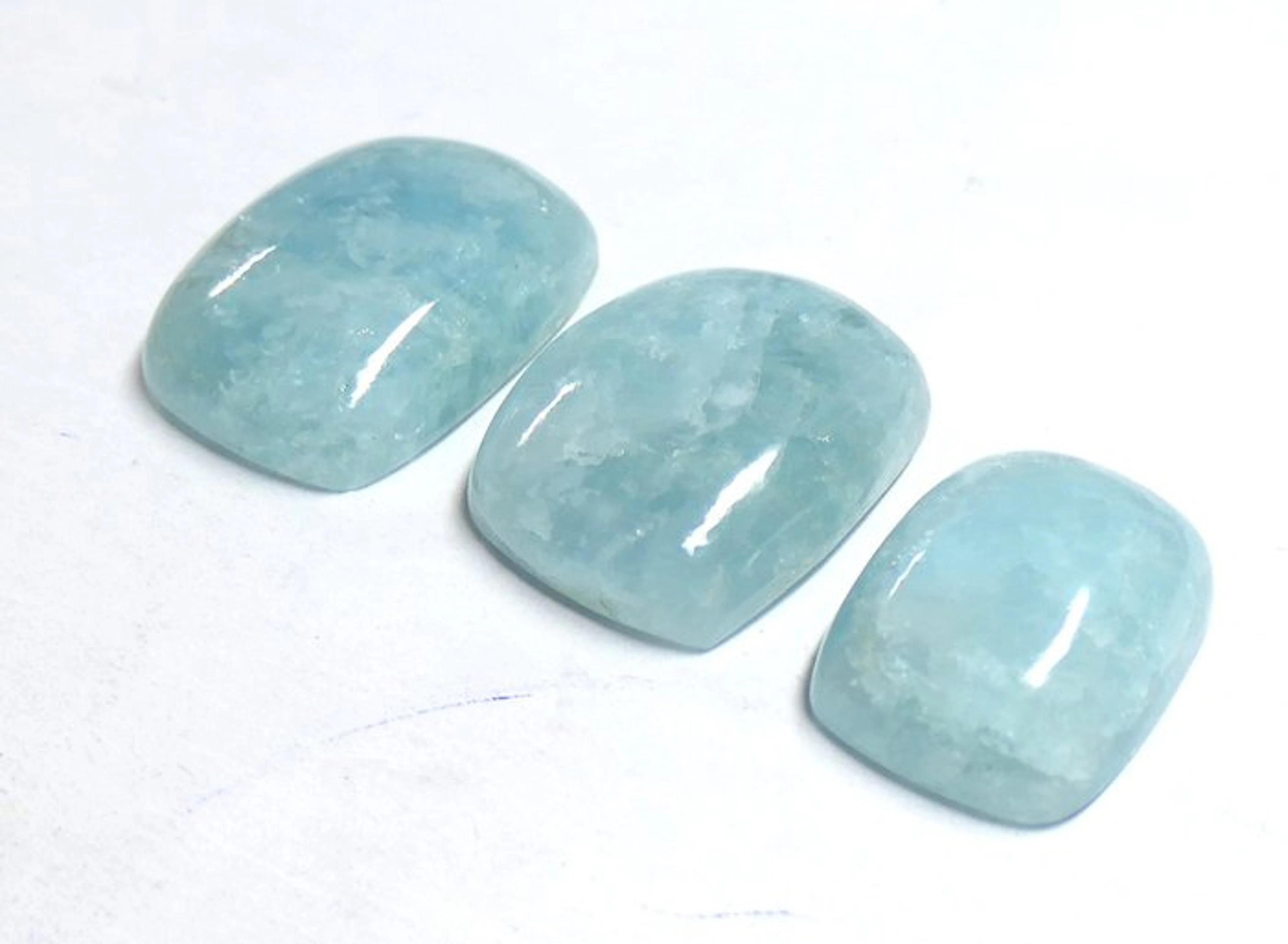 Large lot of aquamarine, 100% natural Cabochon- 23.07 g - (3)