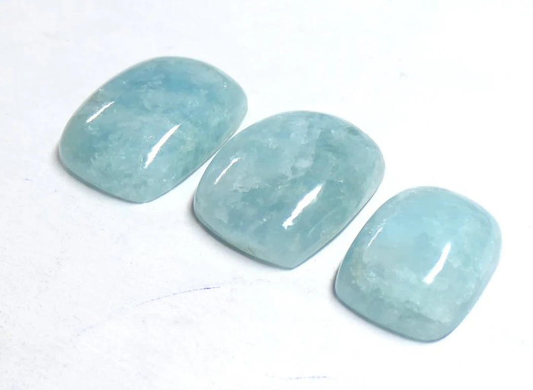 Large lot of aquamarine, 100% natural Cabochon- 23.07 g - (3)
