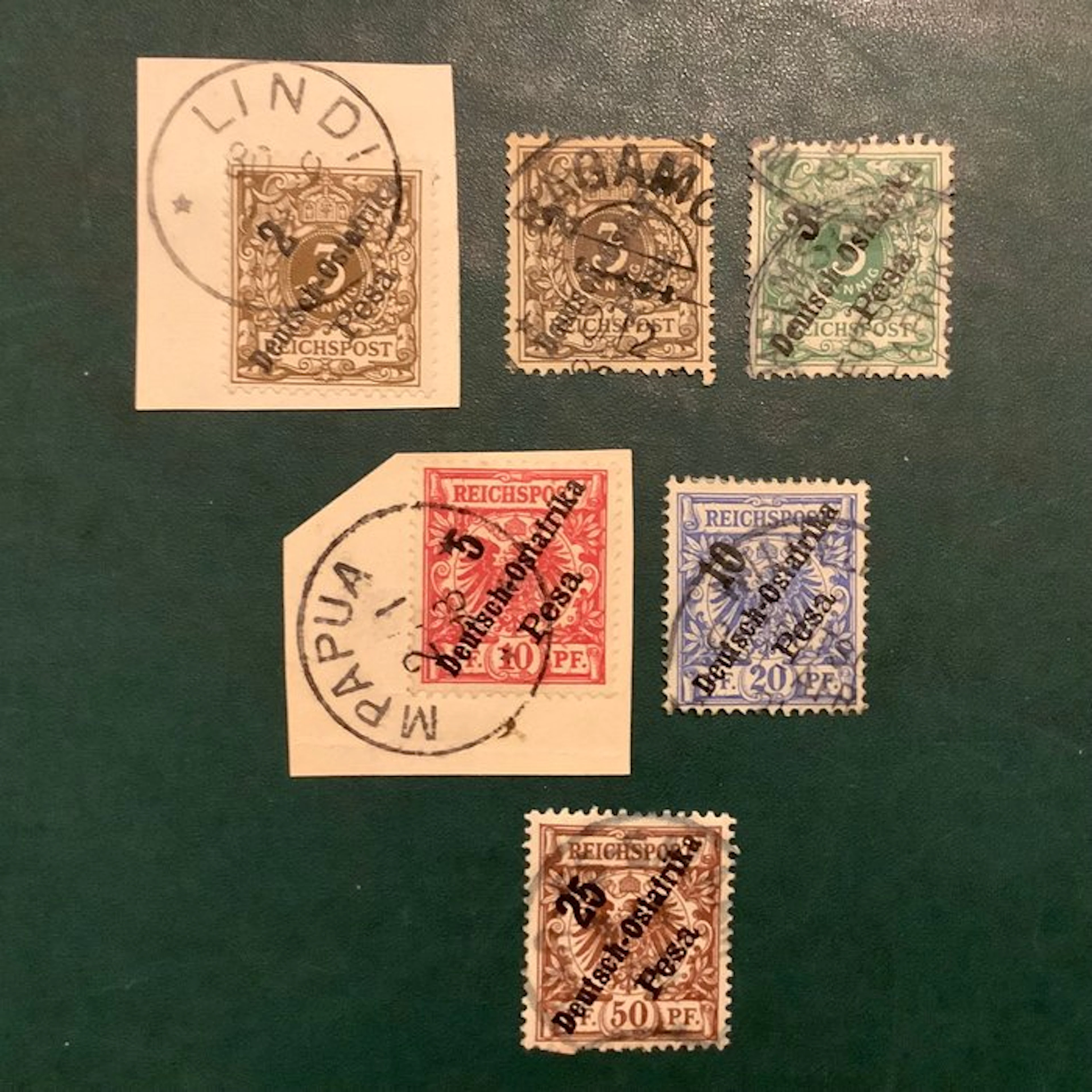 German East Africa 1896 - Second issue with diagonal overprint - Michel 6/10