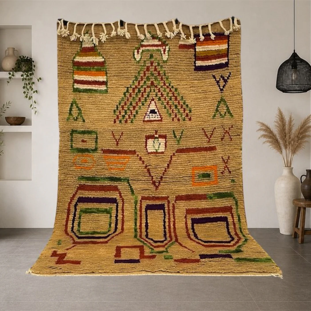 Traditional hand-knotted Moroccan Beni Ouarain rug - Carpet - 254 cm - 154 cm