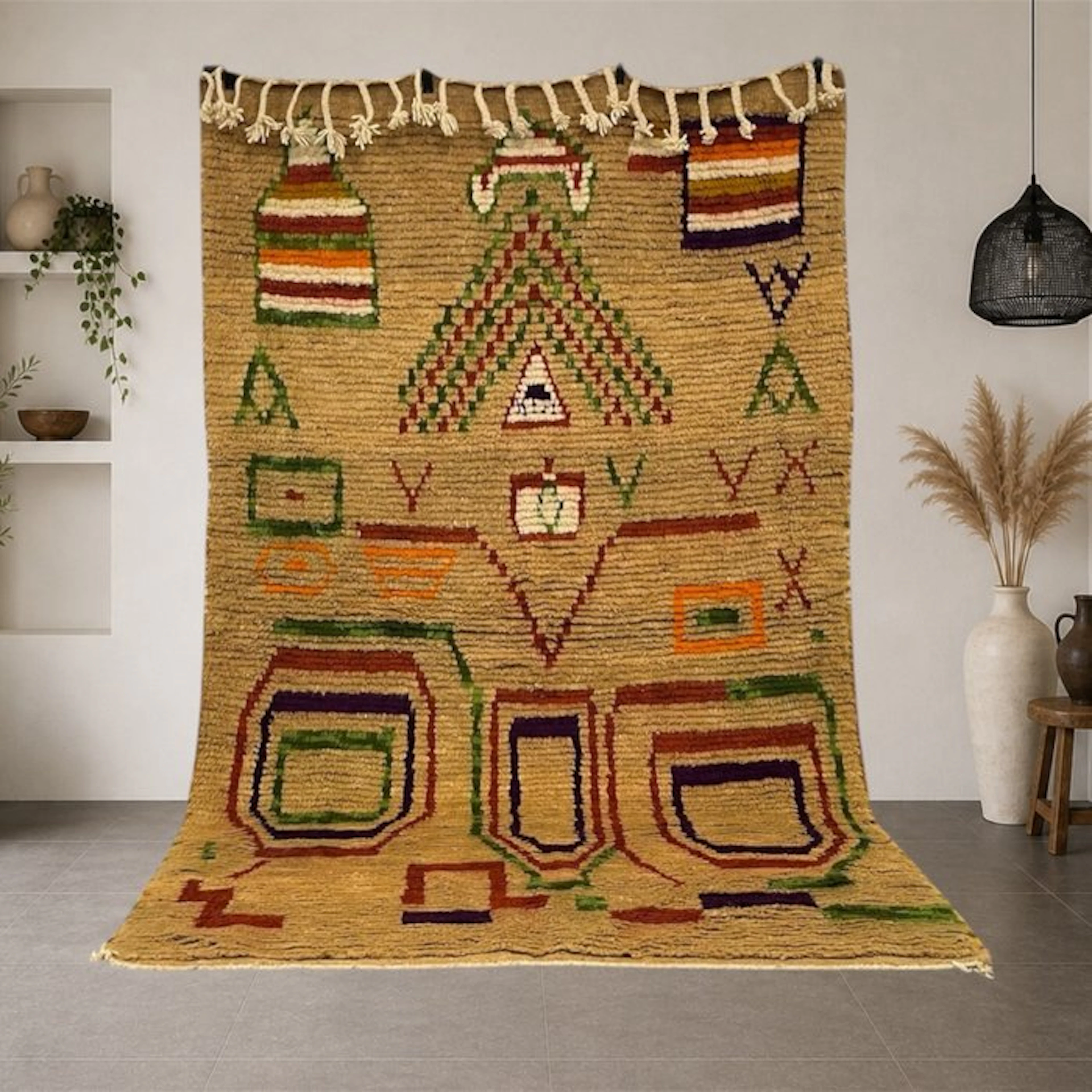 Traditional hand-knotted Moroccan Beni Ouarain rug - Carpet - 254 cm - 154 cm