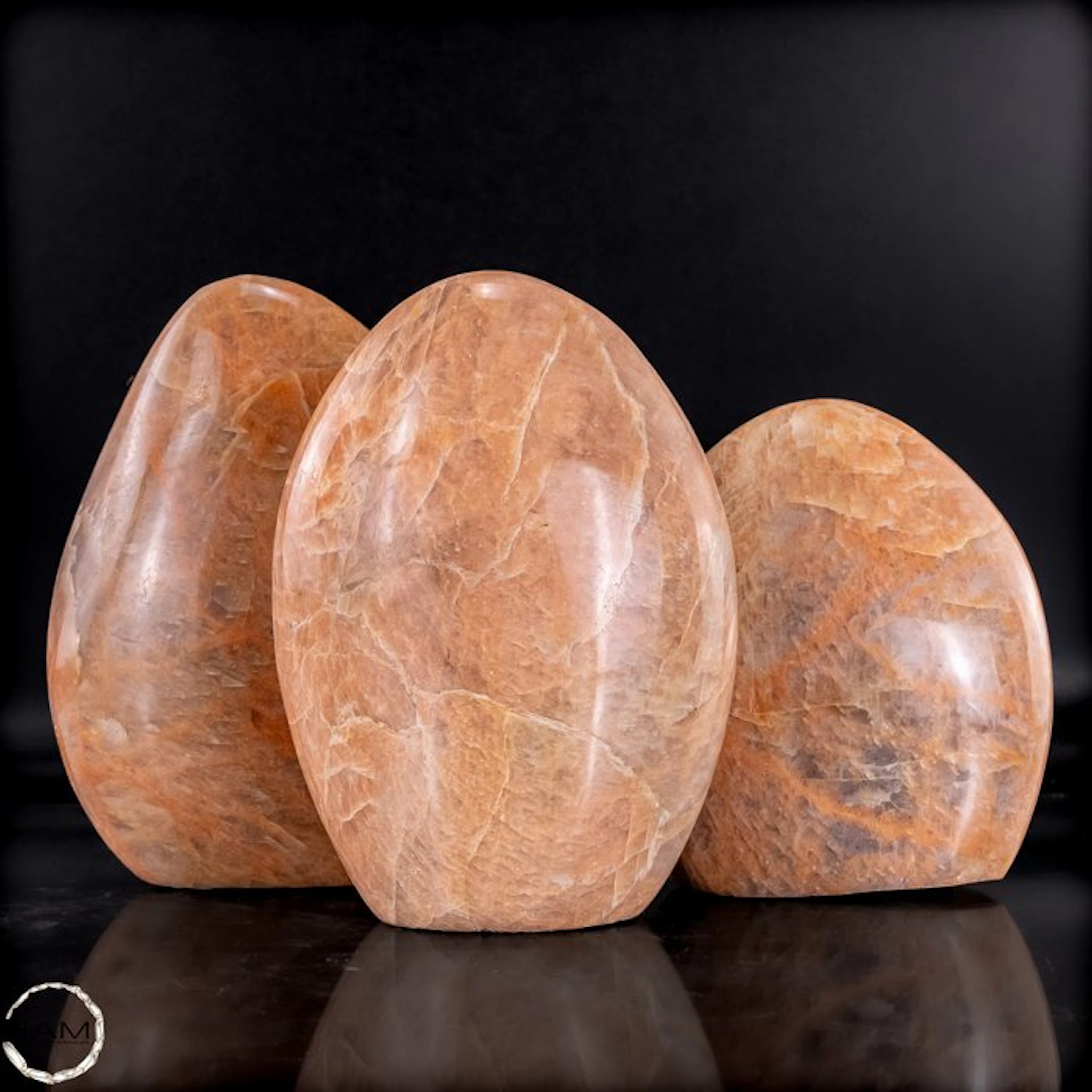 Peach Moonstone Freeforms – A harmonious trio in warm peach and apricot tones