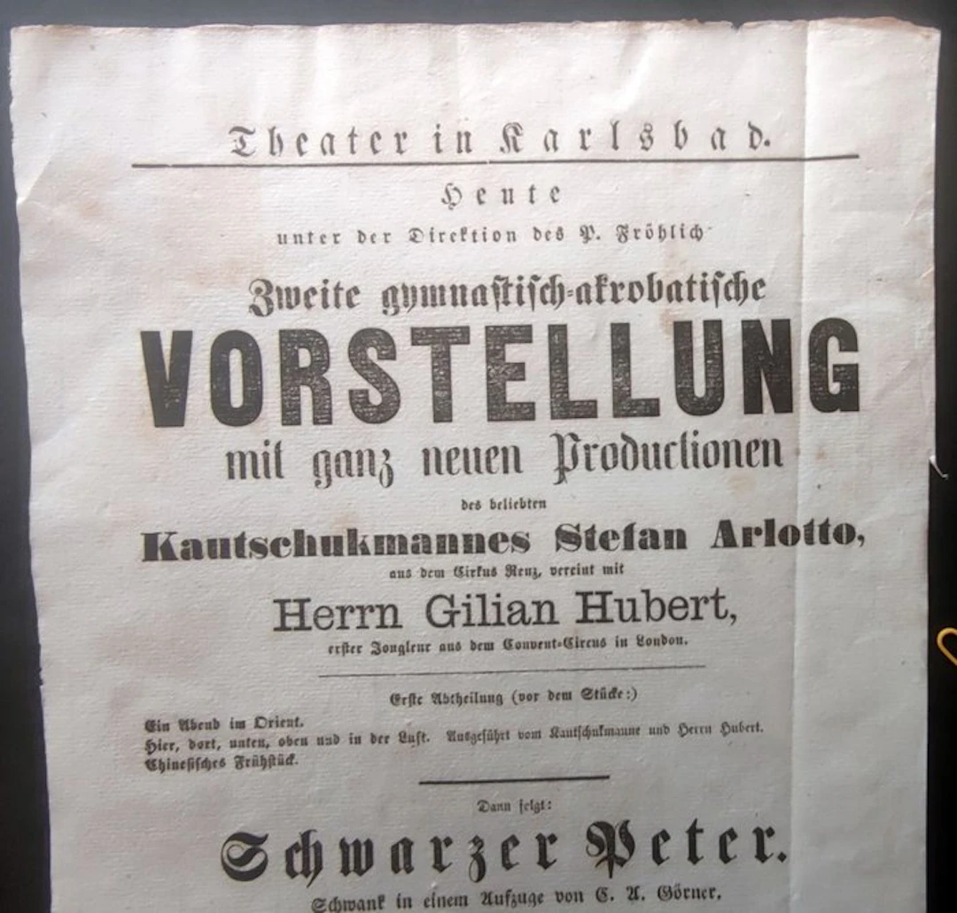 Productionen des beliebten Kautschukmannes Stefan Arlotto - 1865
