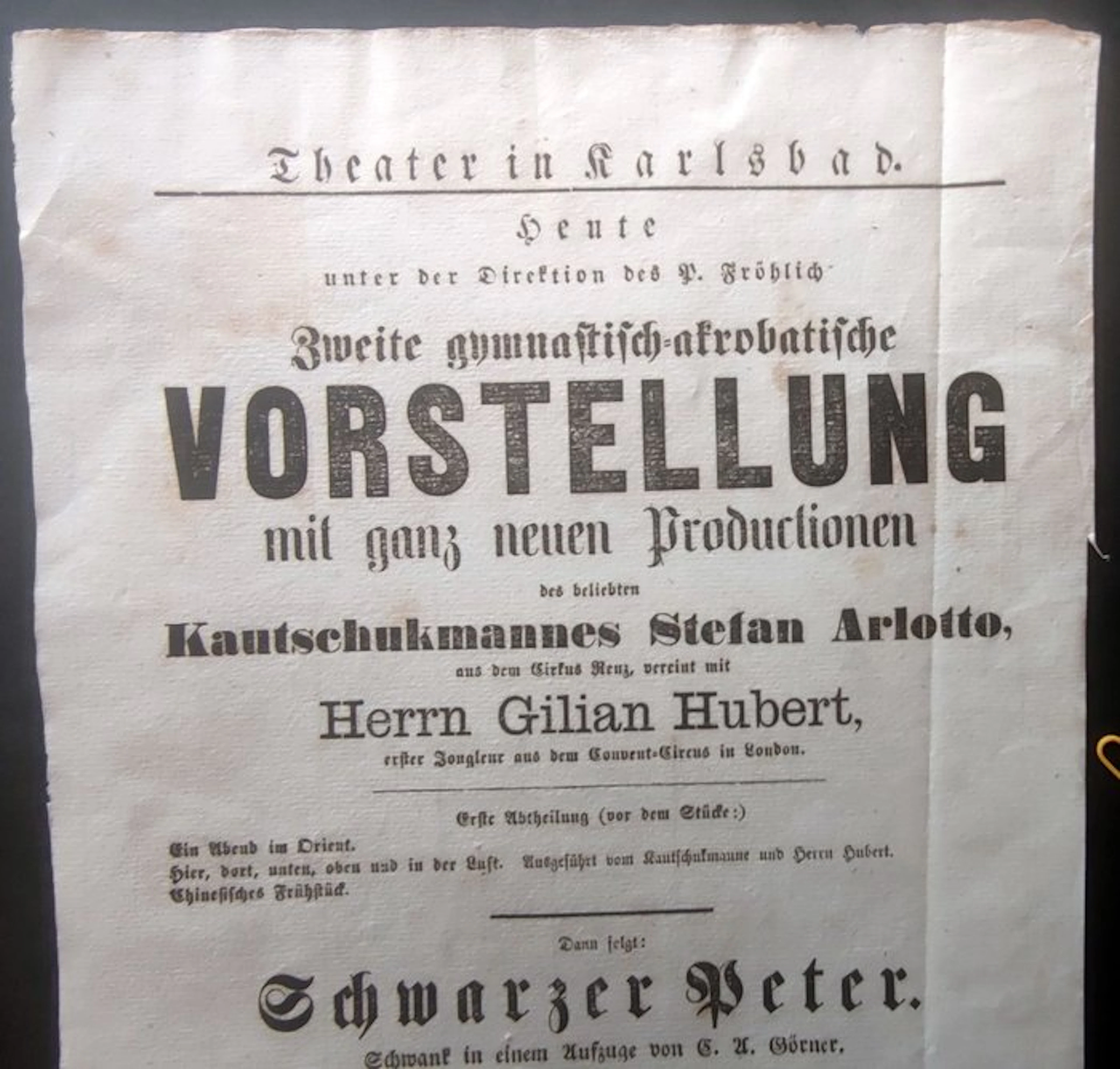 Productionen des beliebten Kautschukmannes Stefan Arlotto - 1865