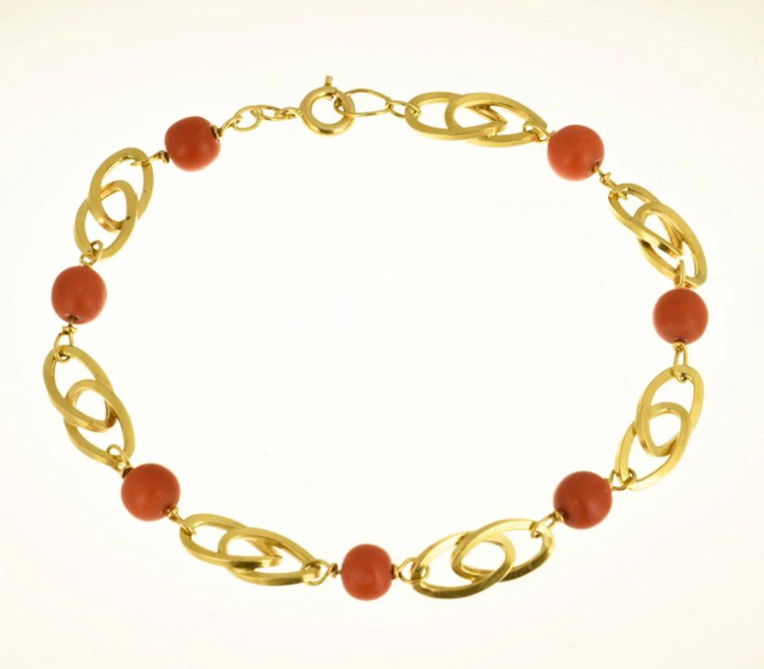 Bracelet - 18 kt. Yellow gold Coral