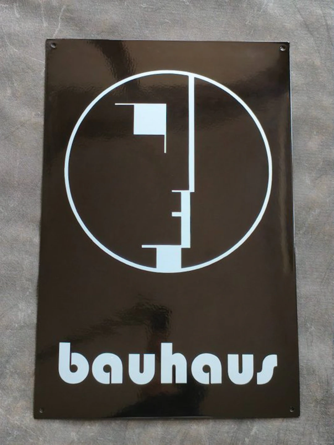 Bauhaus - enamel sign BAUHAUS "black face" Emailschild Emaille Schild