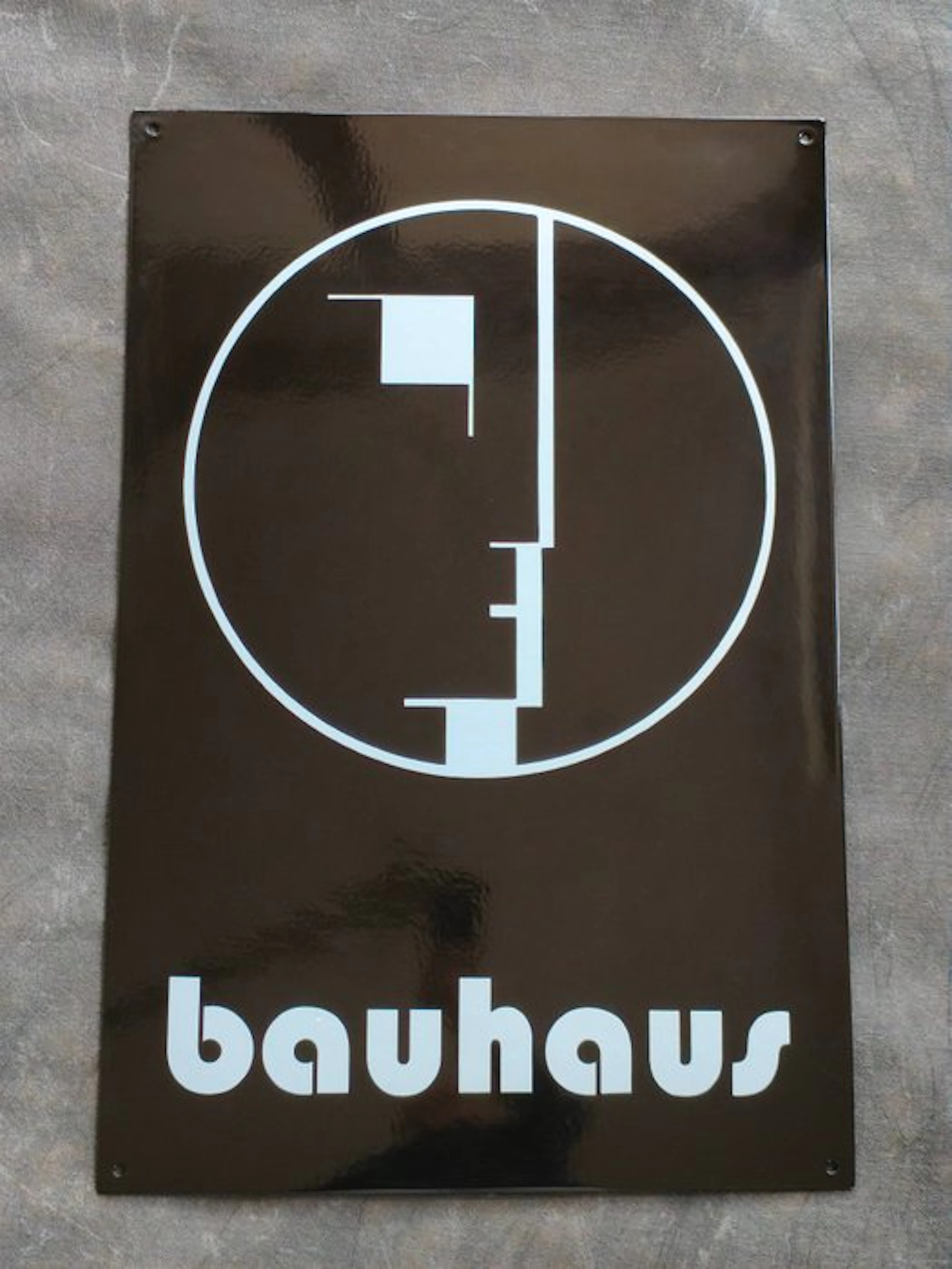 Bauhaus - enamel sign BAUHAUS "black face" Emailschild Emaille Schild
